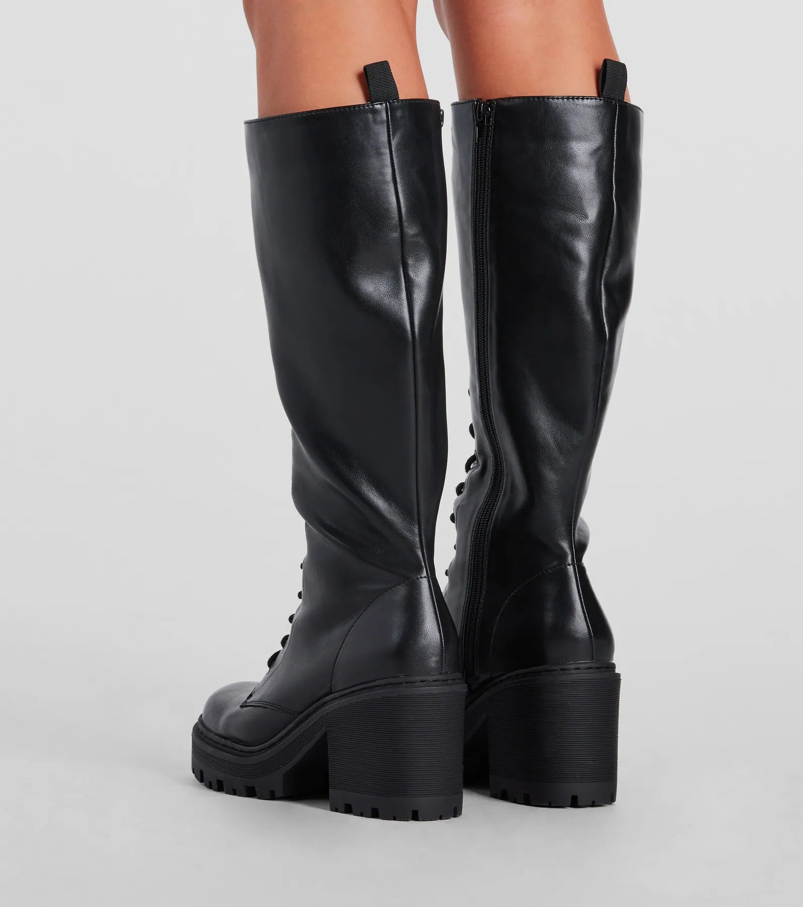 Edgy Allure Under-The-Knee Combat Boots