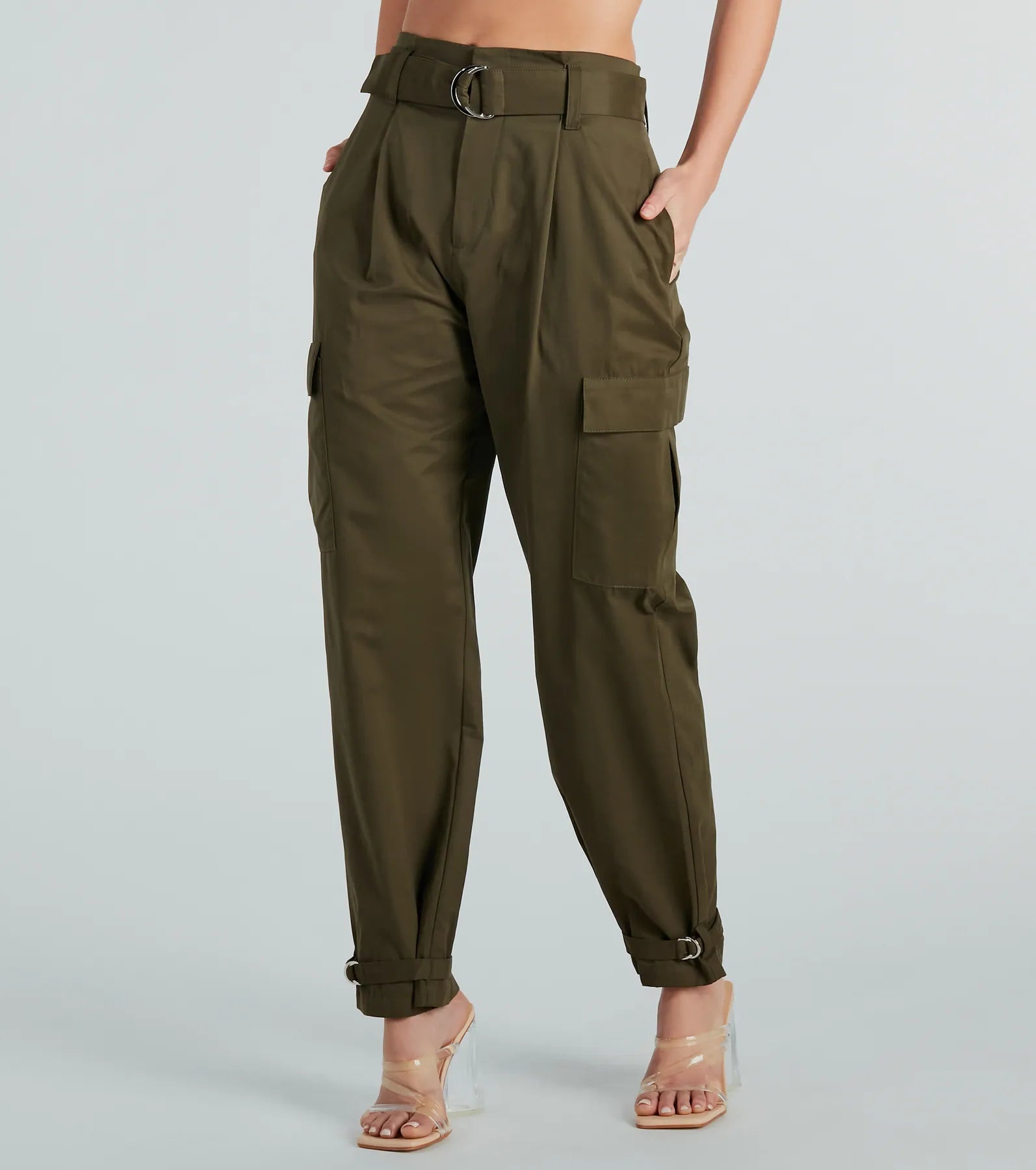 Step It Up High-Rise Paperbag Cargo Pants