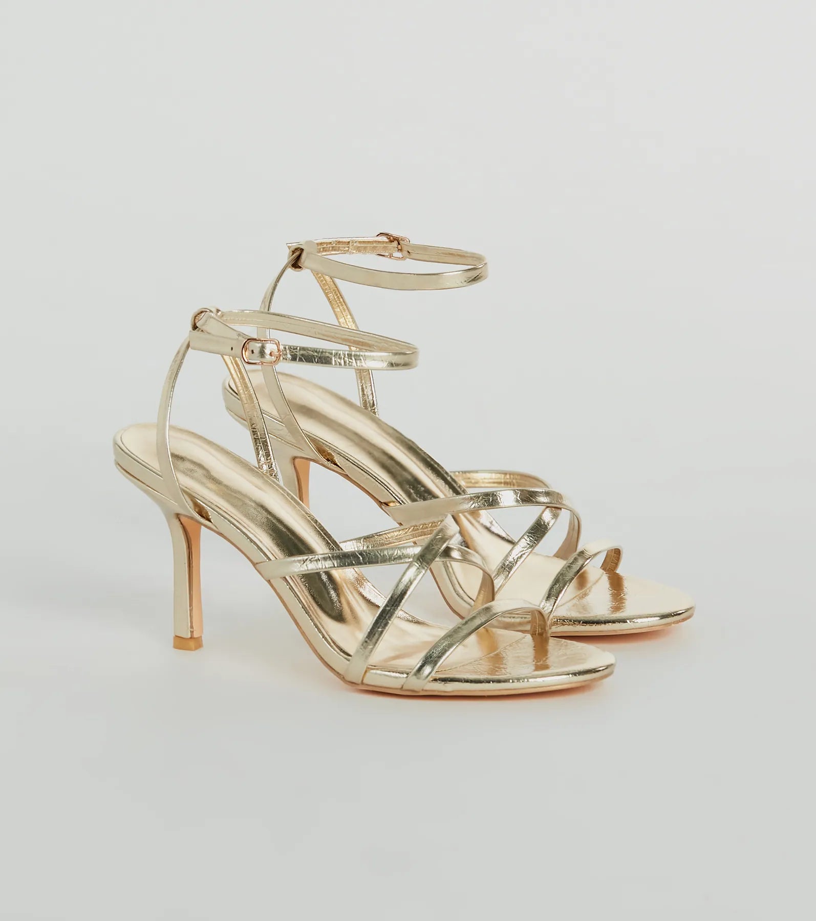 Ahead Of The Crowd Strappy Metallic Stiletto Heels