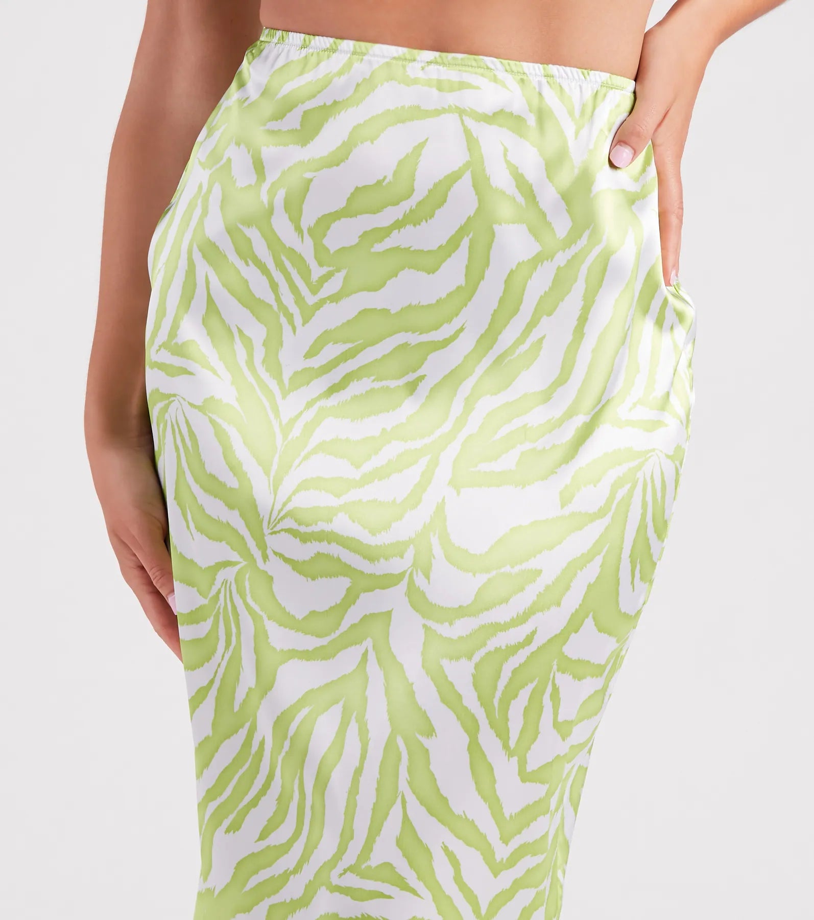 Call Of The Wild Satin Zebra Midi Skirt