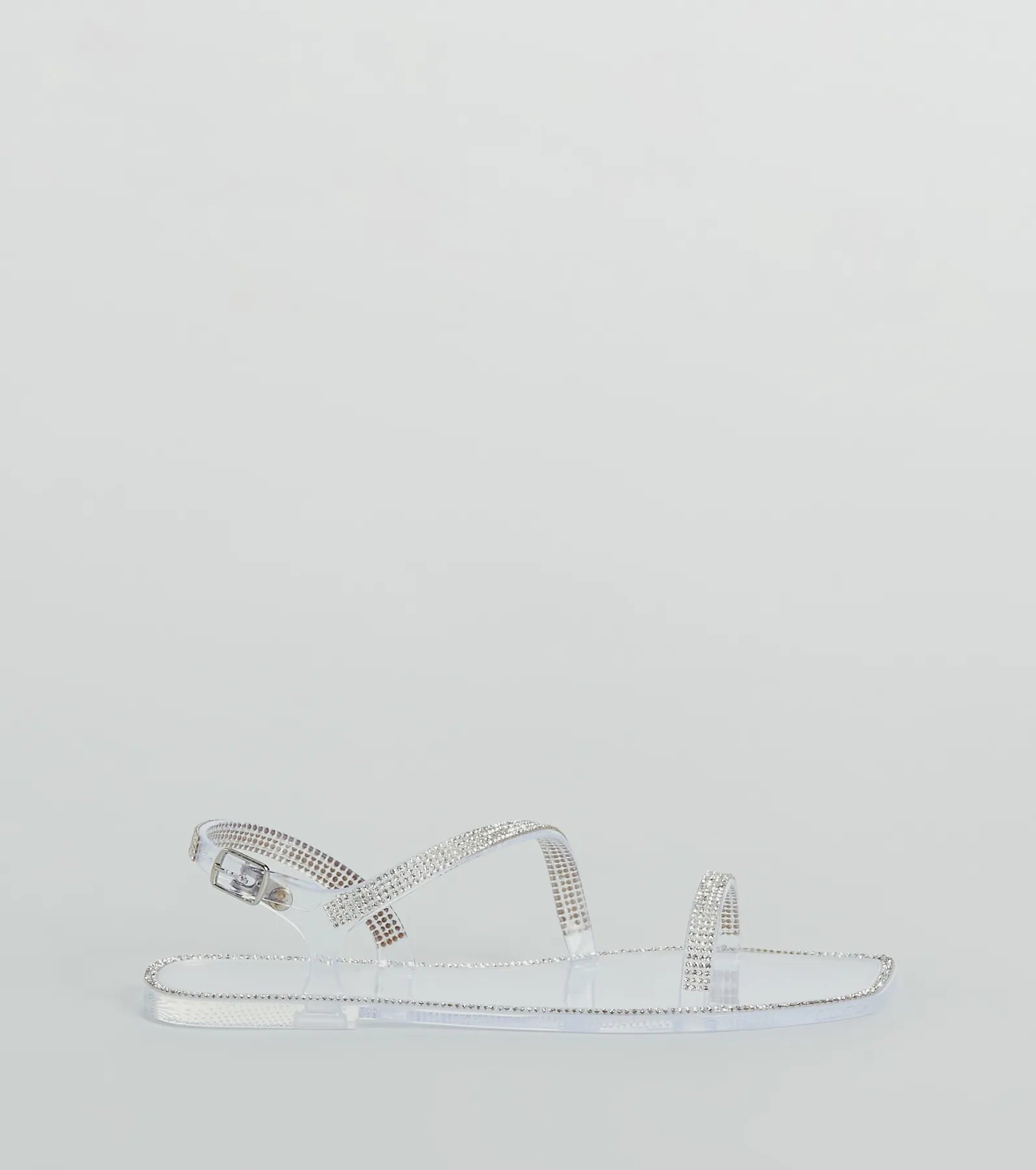 Glowing Up Rhinestone Flat Jelly Sandals