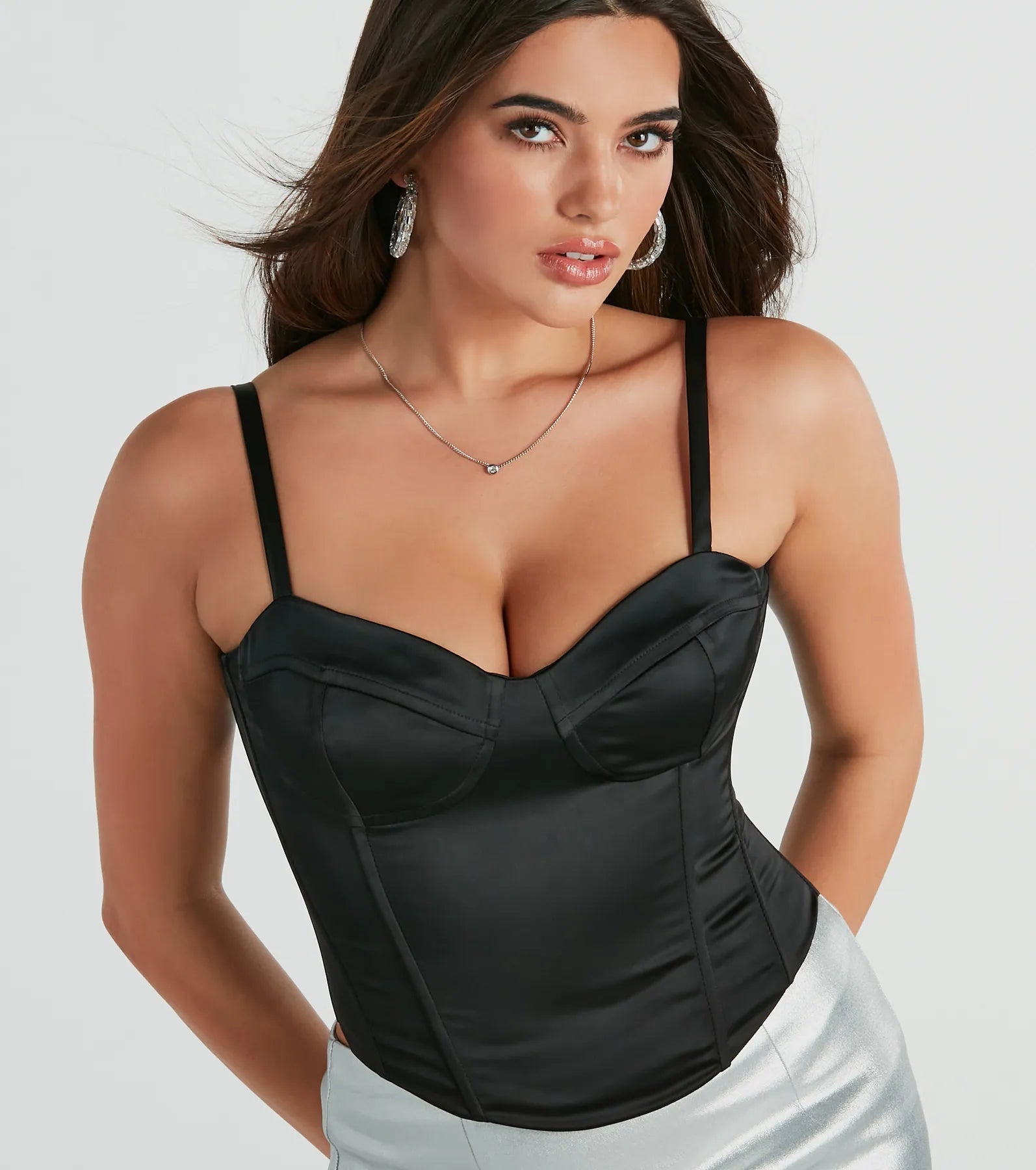 Elegant Nights Sleeveless Satin Bustier