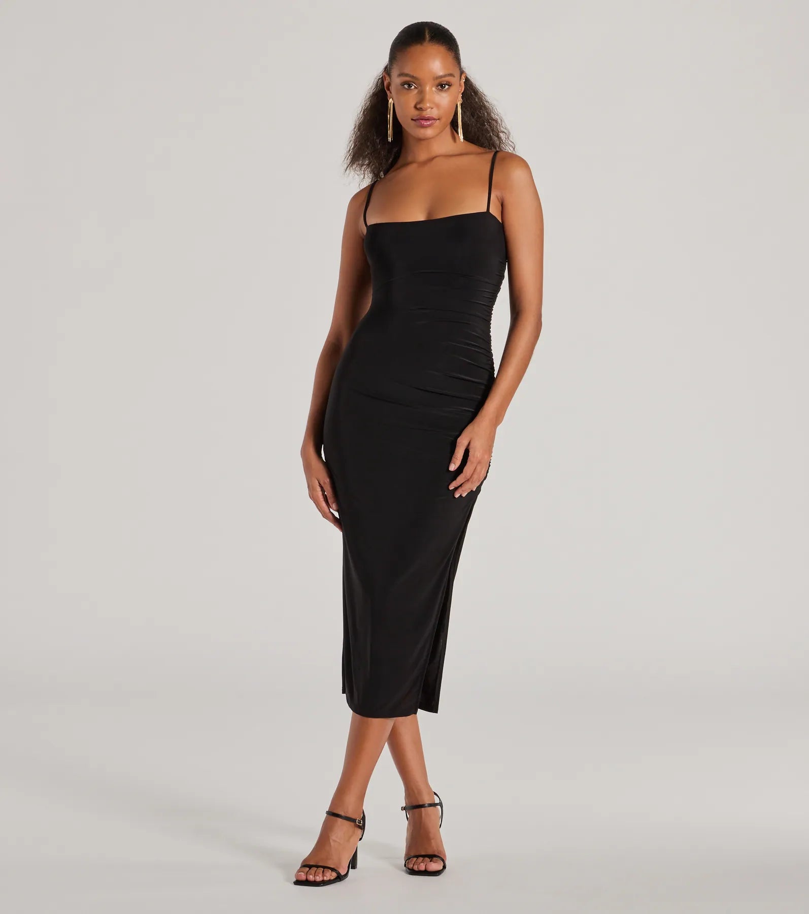 Truly Chic High Slit Bodycon Midi Dress