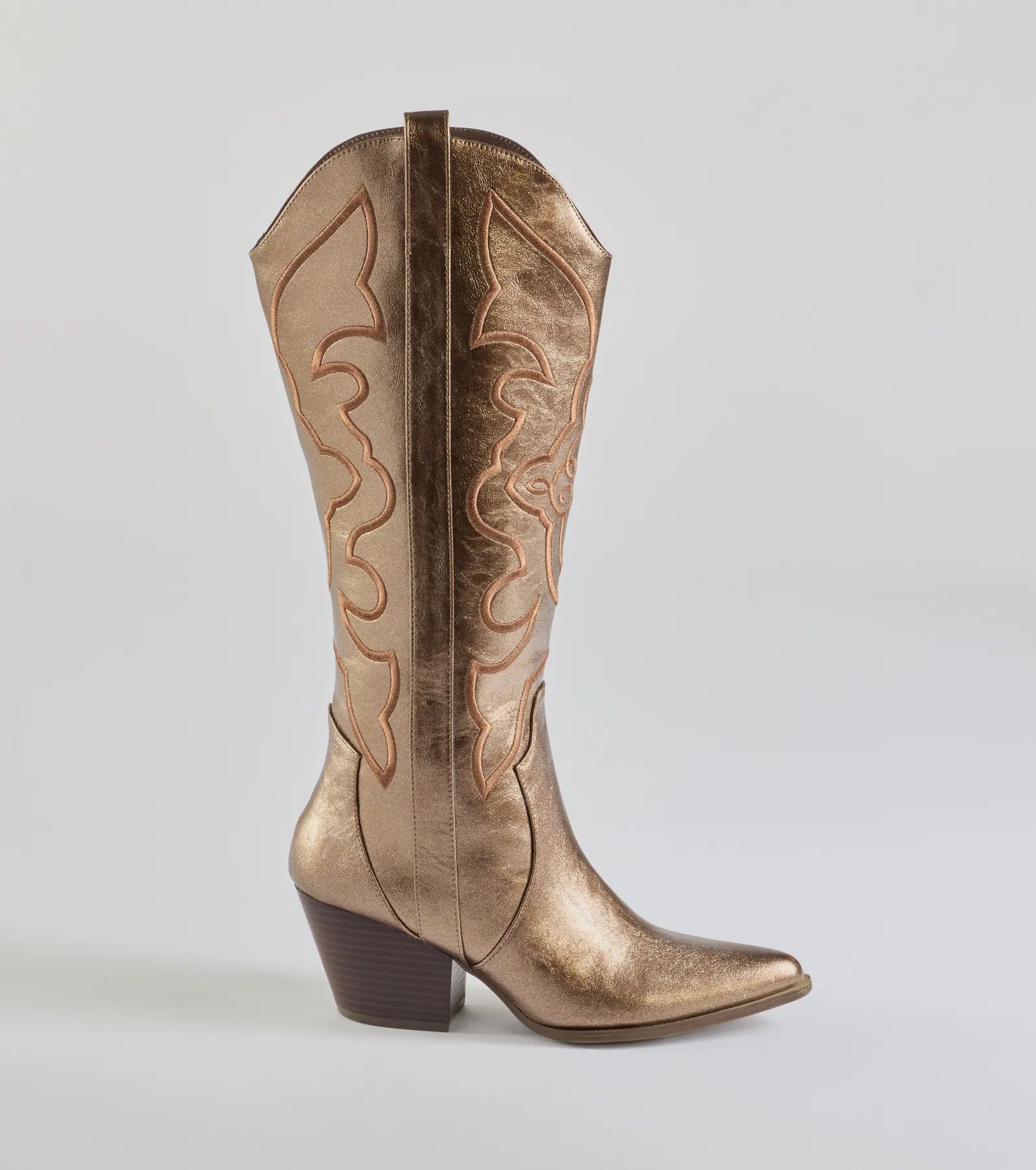 Western Standoff Faux Leather Cowboy Boots