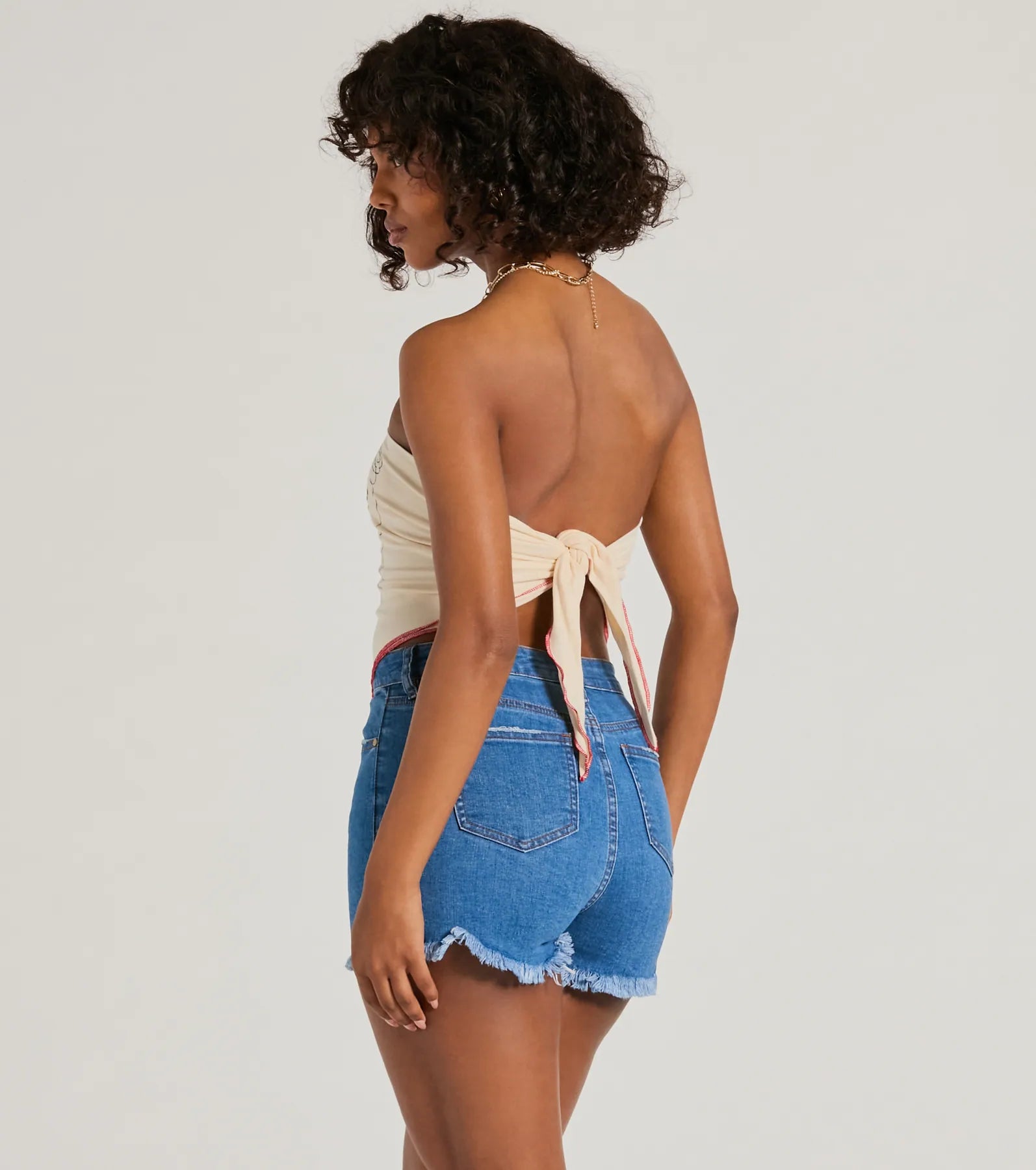 Whiskey Social Club Strapless Graphic Crop Top