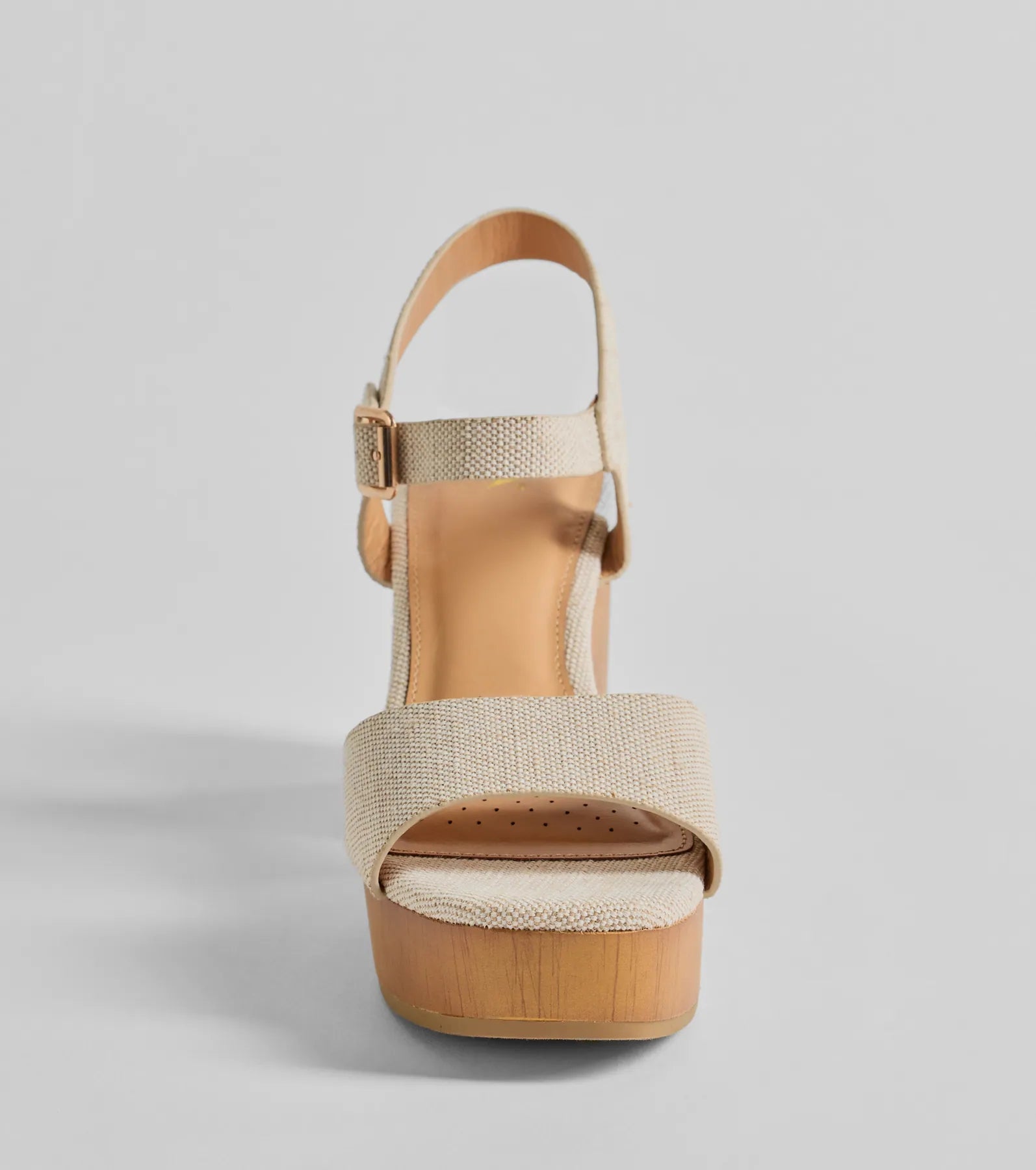 Step Into Summer Linen Wooden Platform Heels