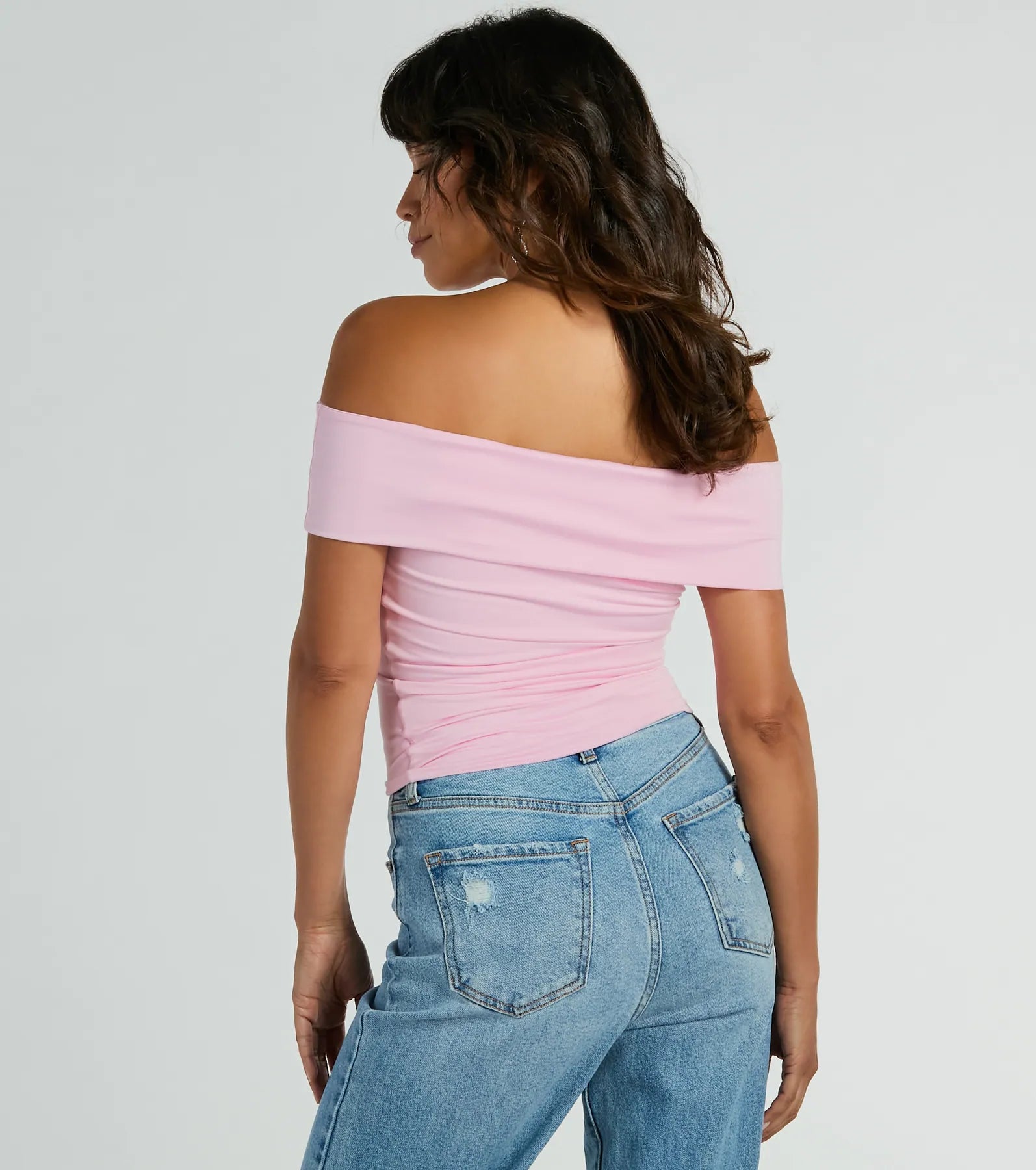 Spotted In Town Off-The-Shoulder Crop Top