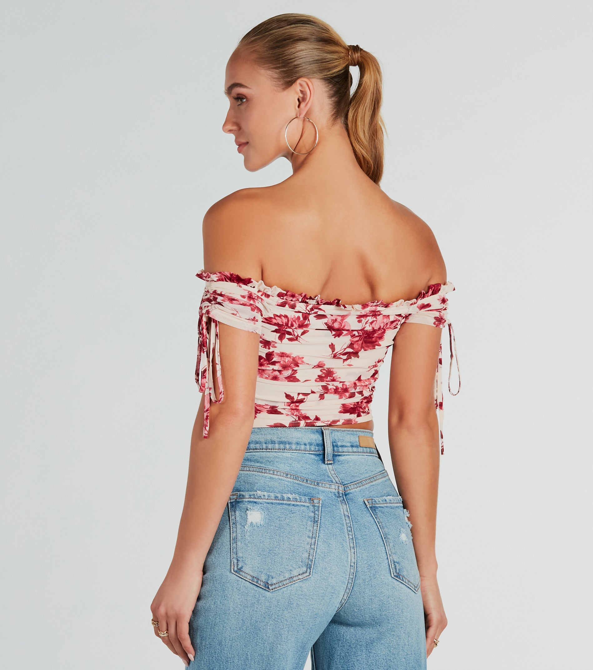 Pretty Babe Floral Off-The-Shoulder Corset Top