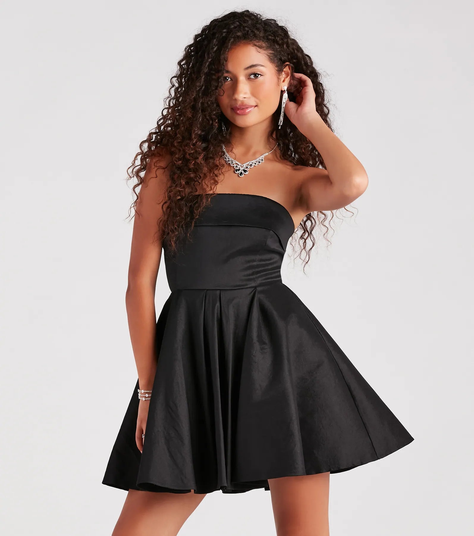 Francie Taffeta Strapless A-Line Dress