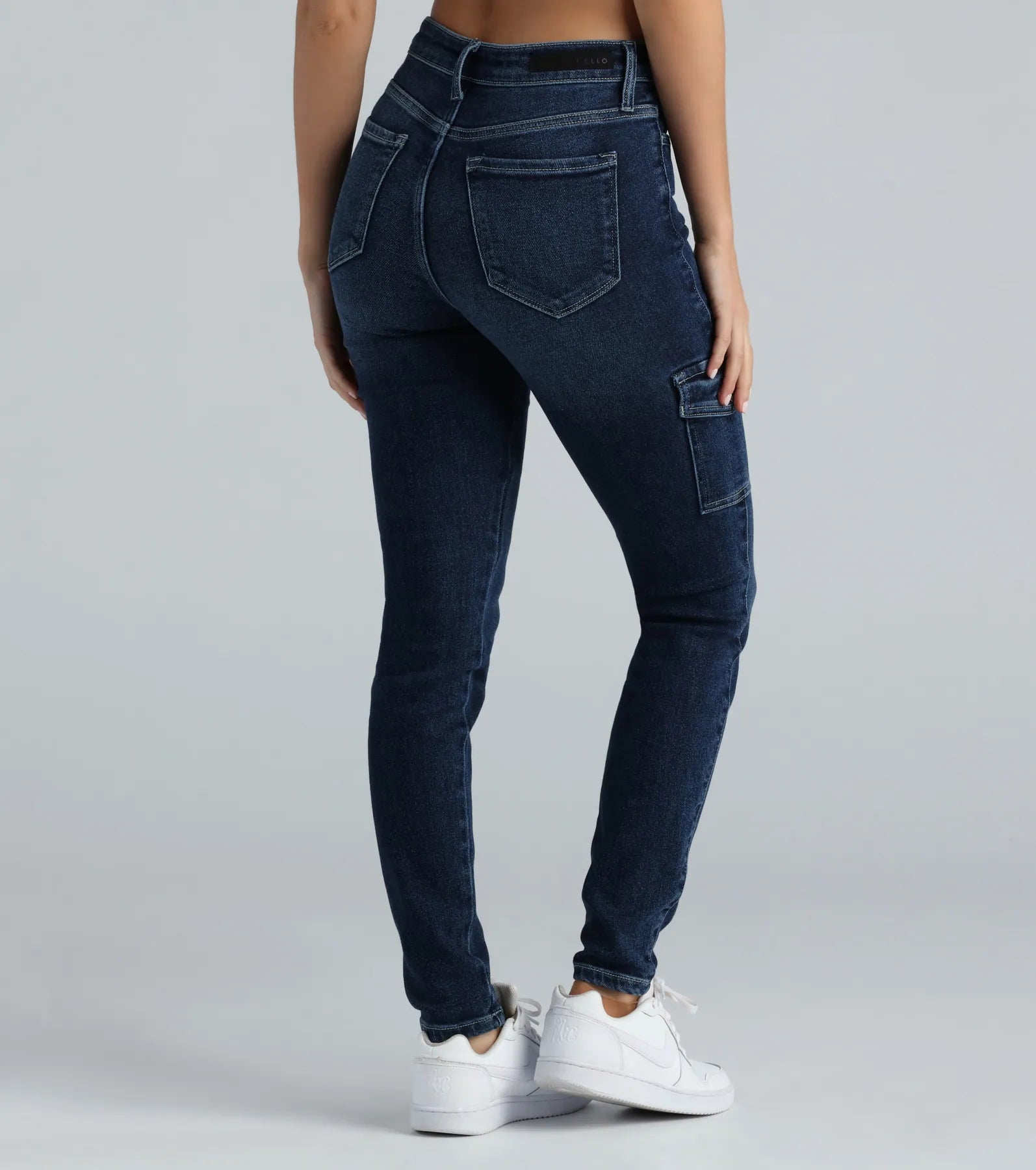 Keep It Real High-Rise Cargo Denim Skinny Jeans