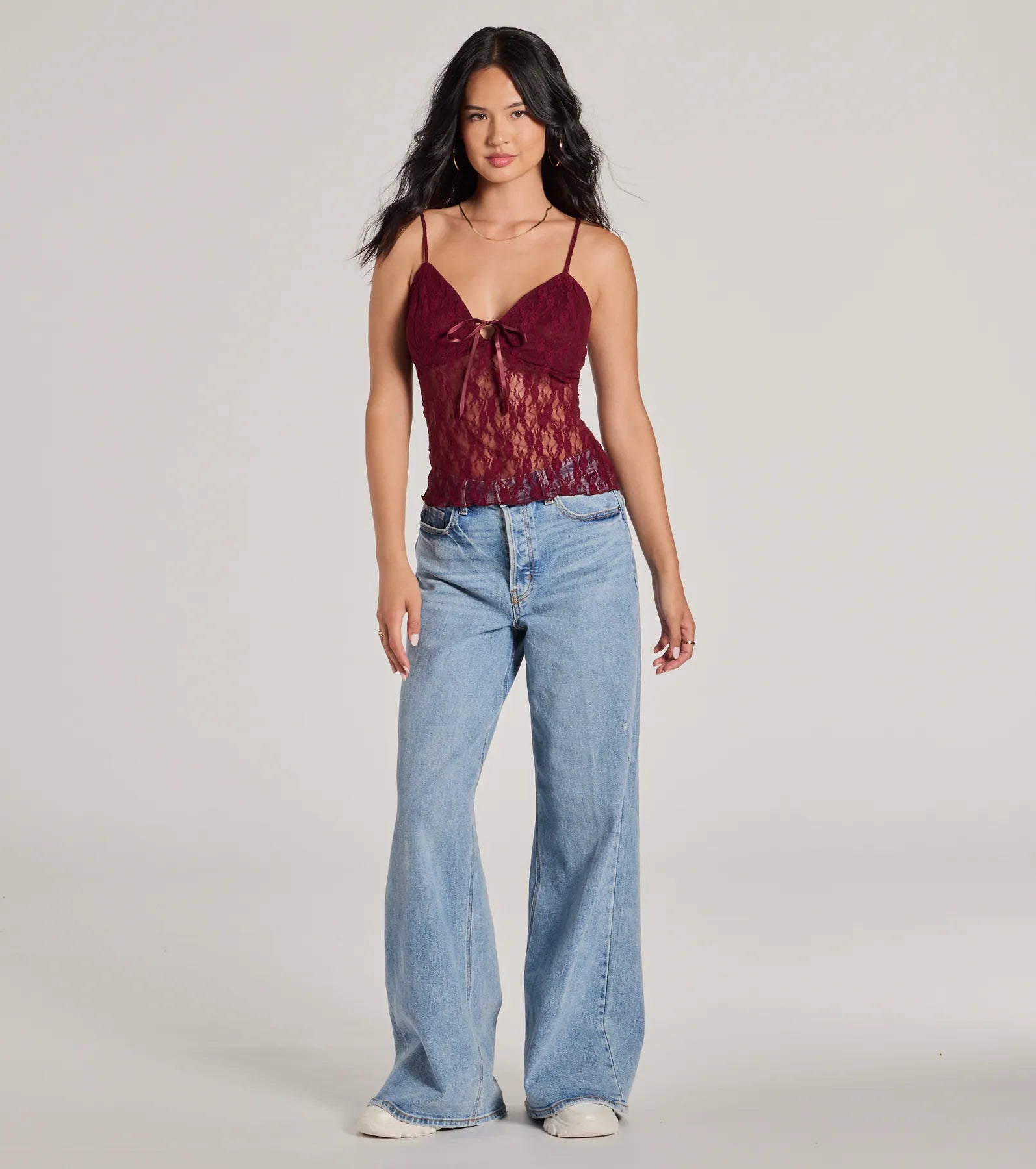 Sheerly Sultry V-Neck Lace Crop Top