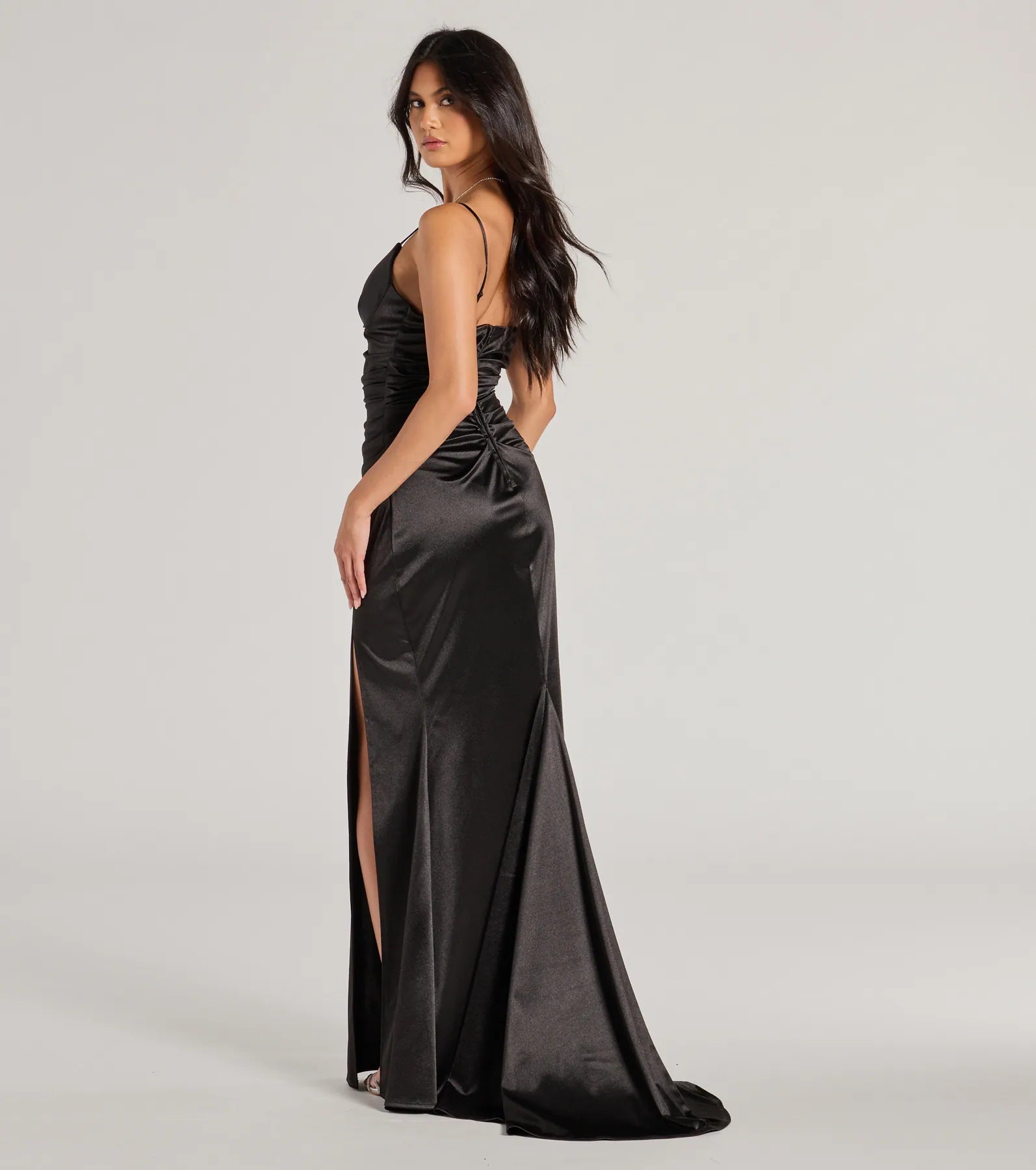 Jordyn Formal Satin Mermaid Dress With Train