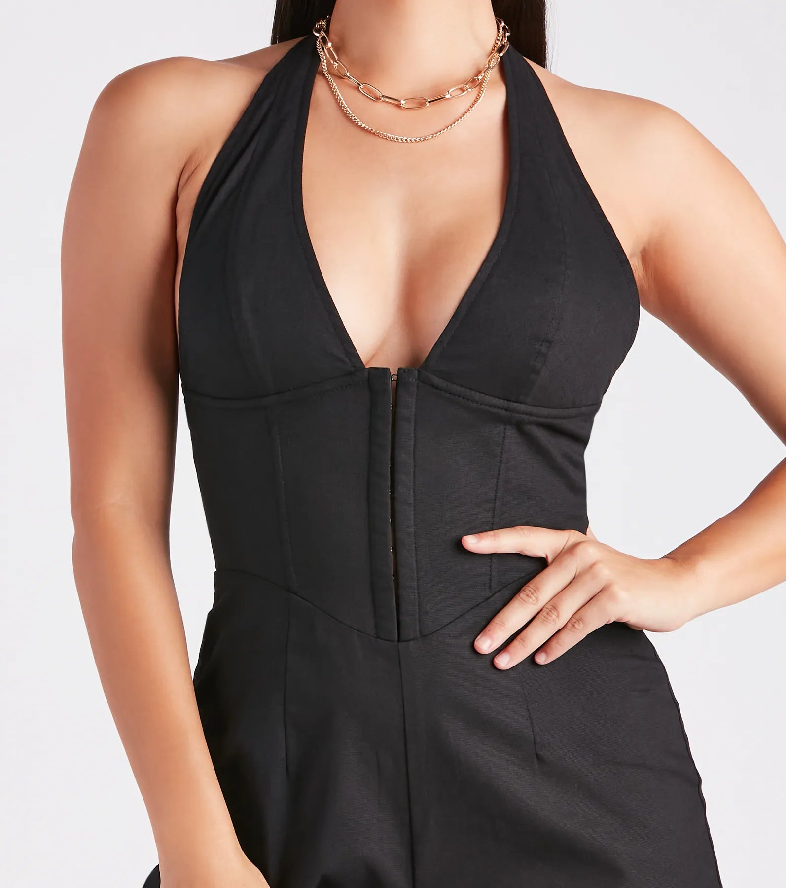 Ready In One Halter Corset Wide-Leg Jumpsuit