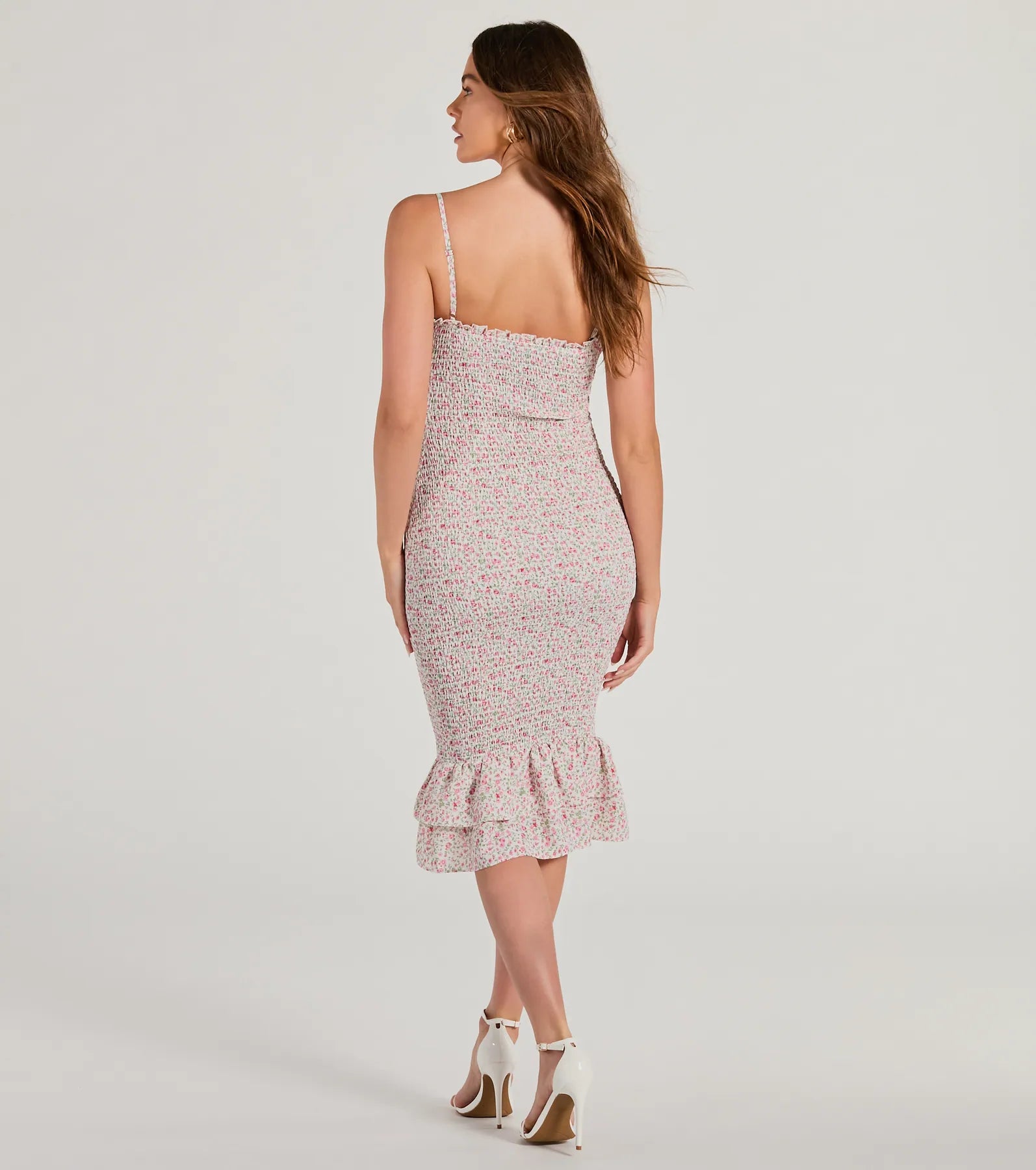 Dreamiest Summer Smocked Floral Chiffon Midi Dress