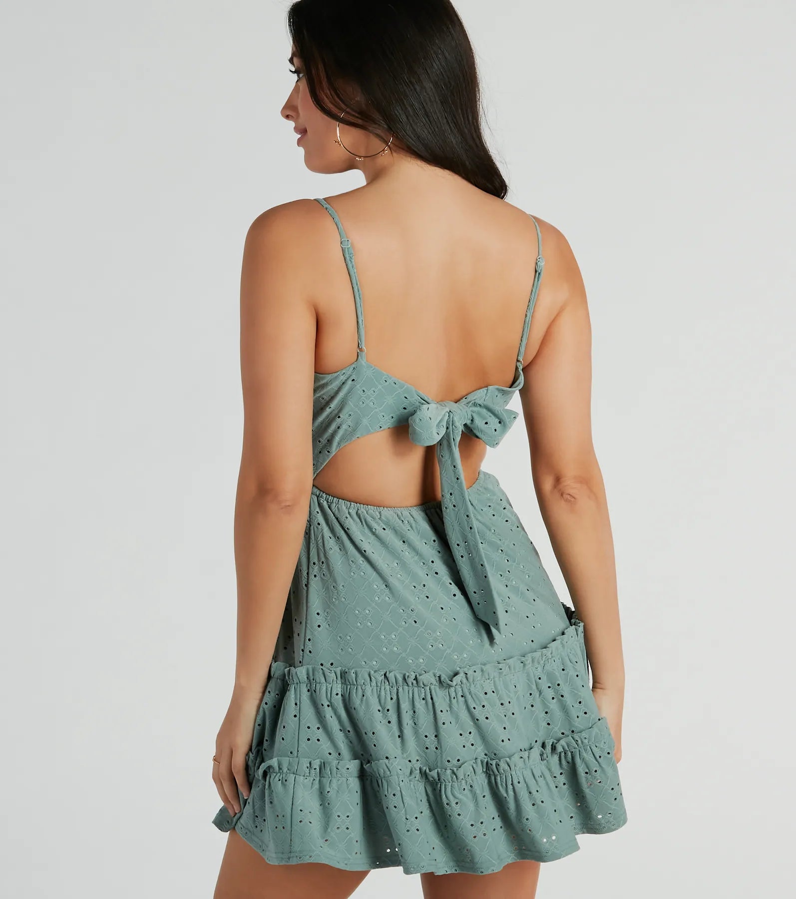 Feeling Amore Tie-Back A-Line Eyelet Mini Dress