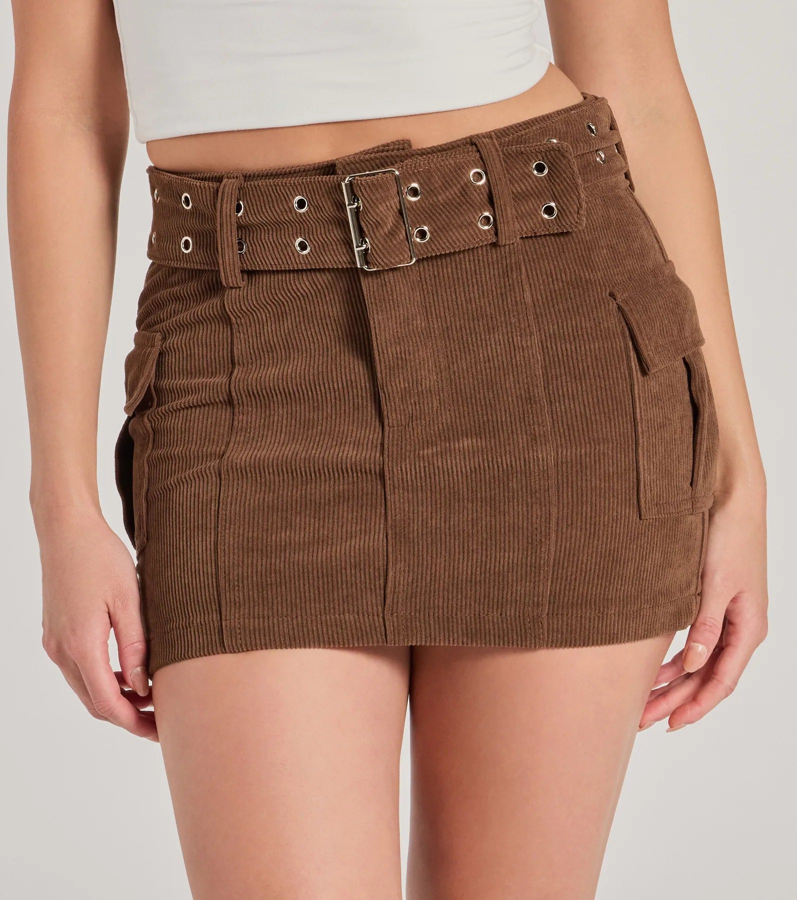 Cutest Season High-Rise Cargo Corduroy Mini Skirt