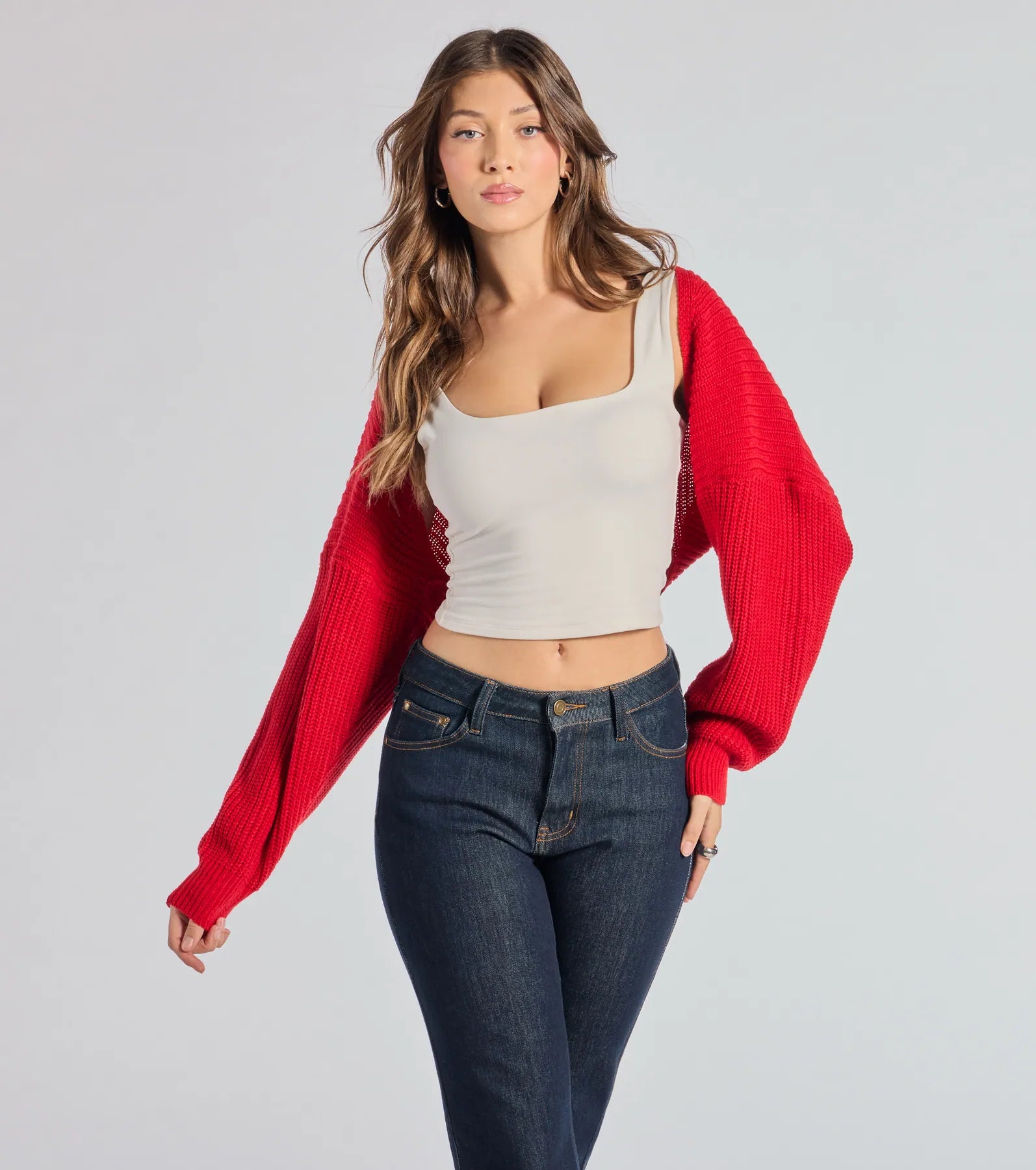 Sweet And Cozy Oversized Knit Sweater Bolero