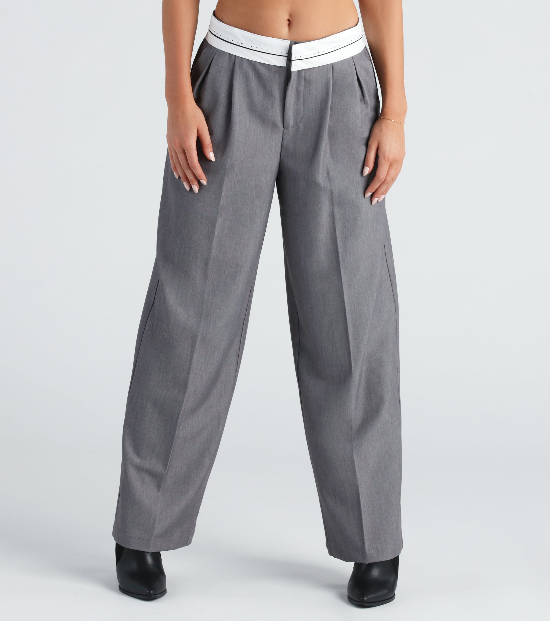 Cool-Girl Confidence Contrast Waist Trouser Pants