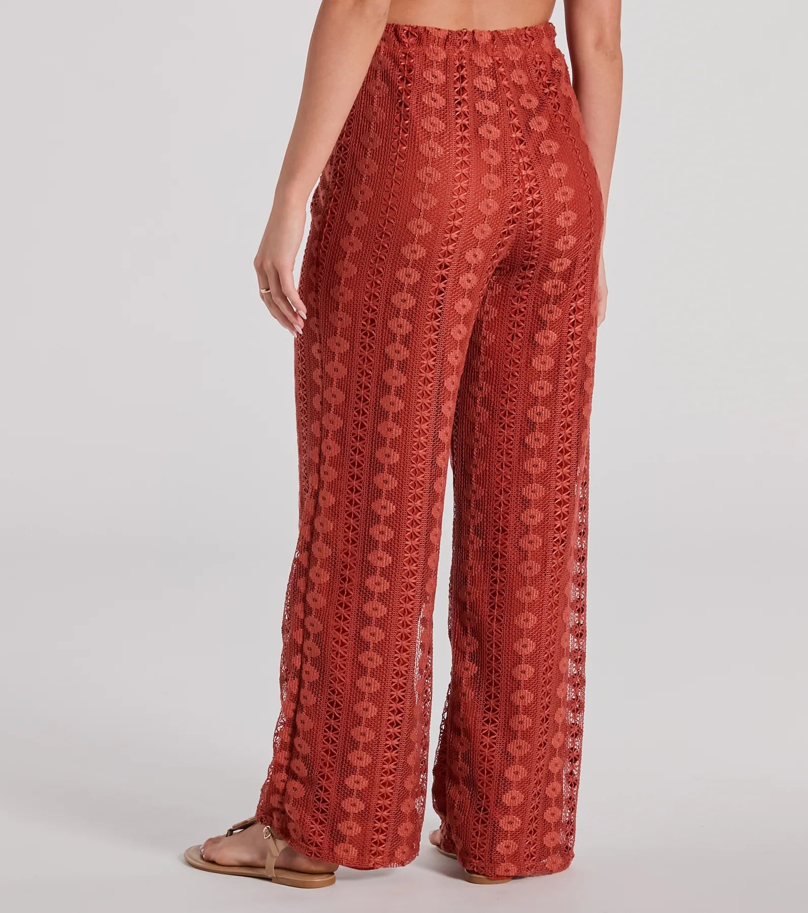 Weekend Breeze High-Rise Crochet Palazzo Pants