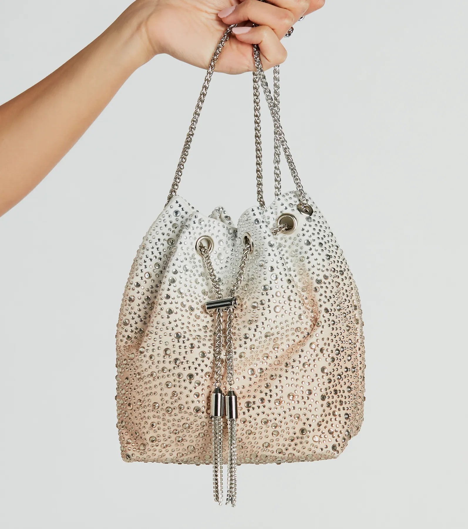 Color Me Glam Ombre Rhinestone Bucket Bag