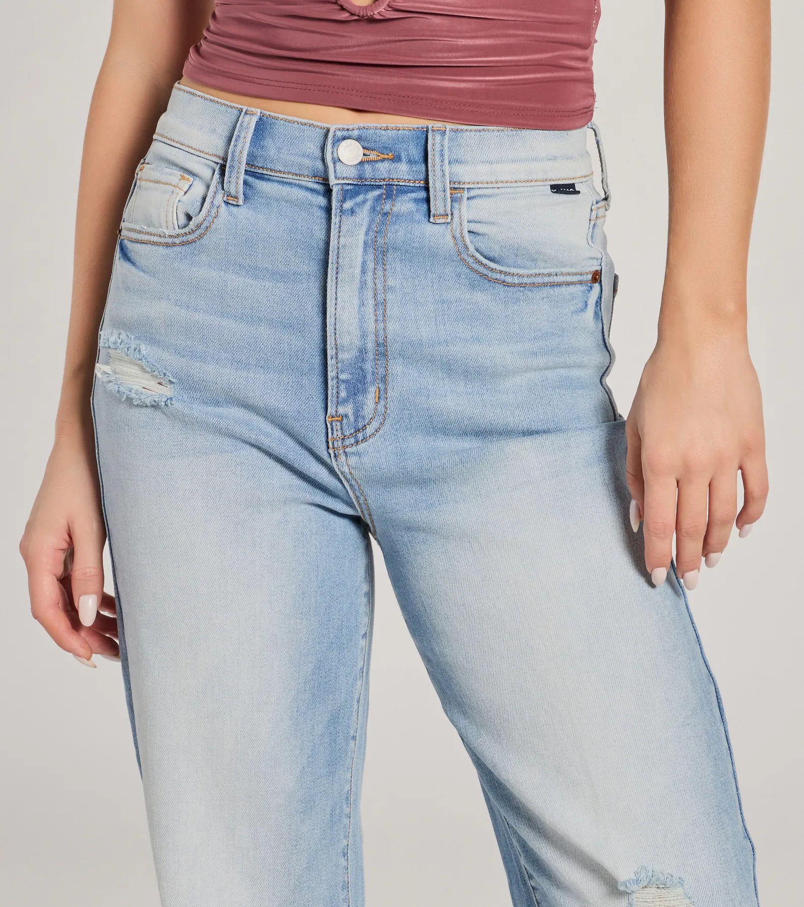 Effortlessly Casual High-Rise Distressed Dad Jeans