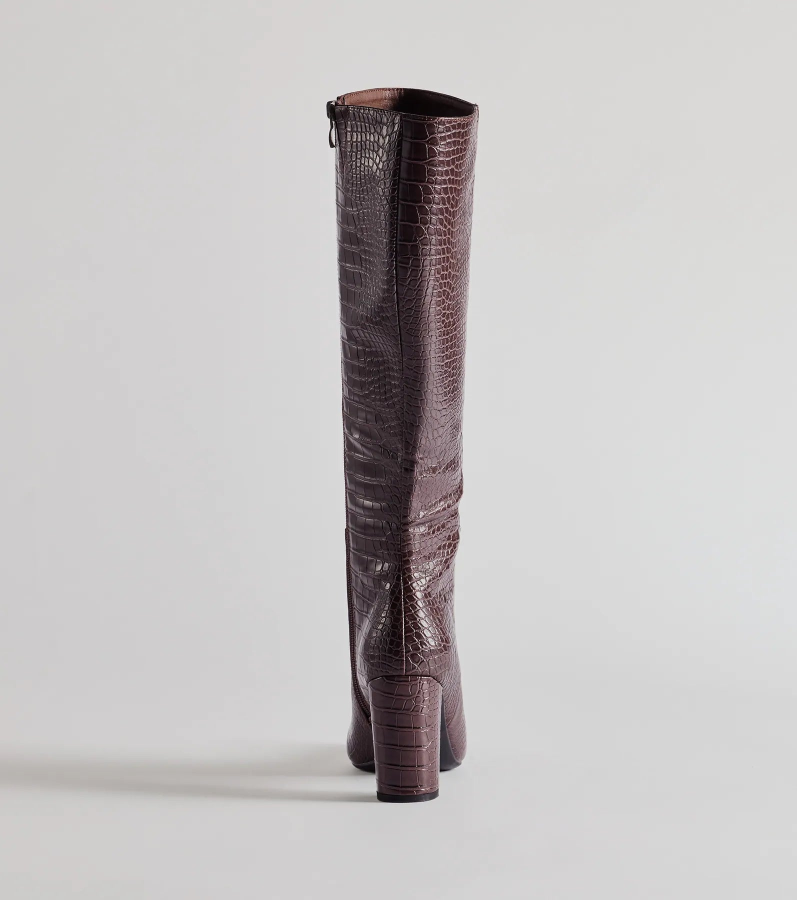 Chic Moment Faux Leather Croc-Embossed Under the Knee Boots