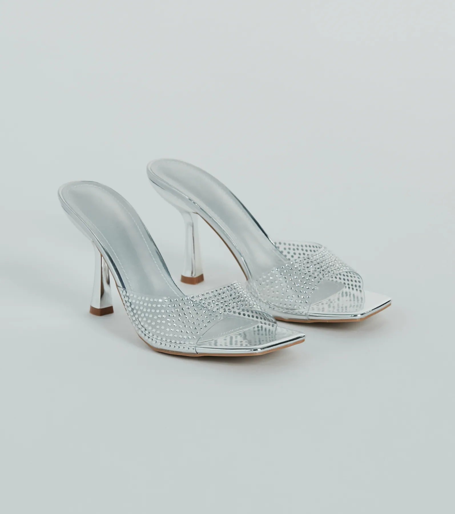 A Little Glitz Rhinestone Metallic Stiletto Mules