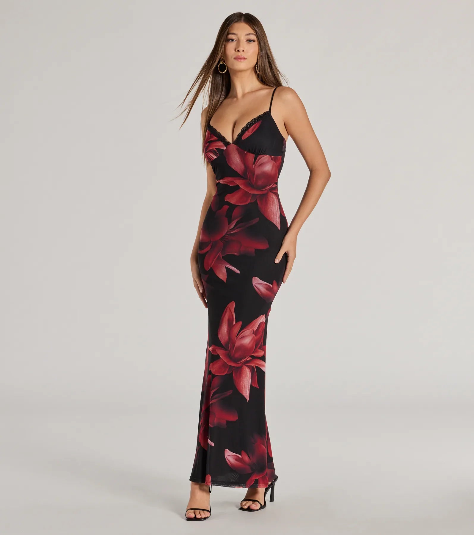 Blooming Beauty Floral Print Mesh Maxi Dress