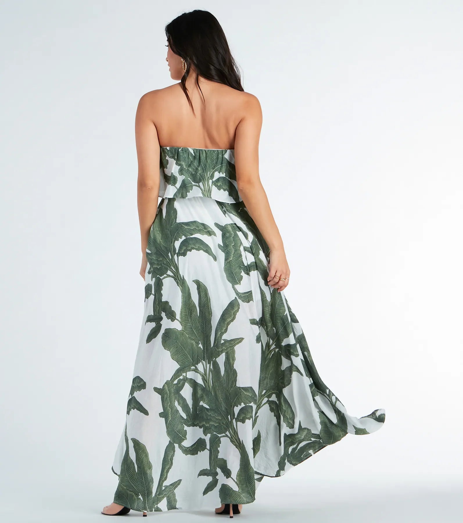 Getaway Bound Tropical Print Woven Maxi Dress