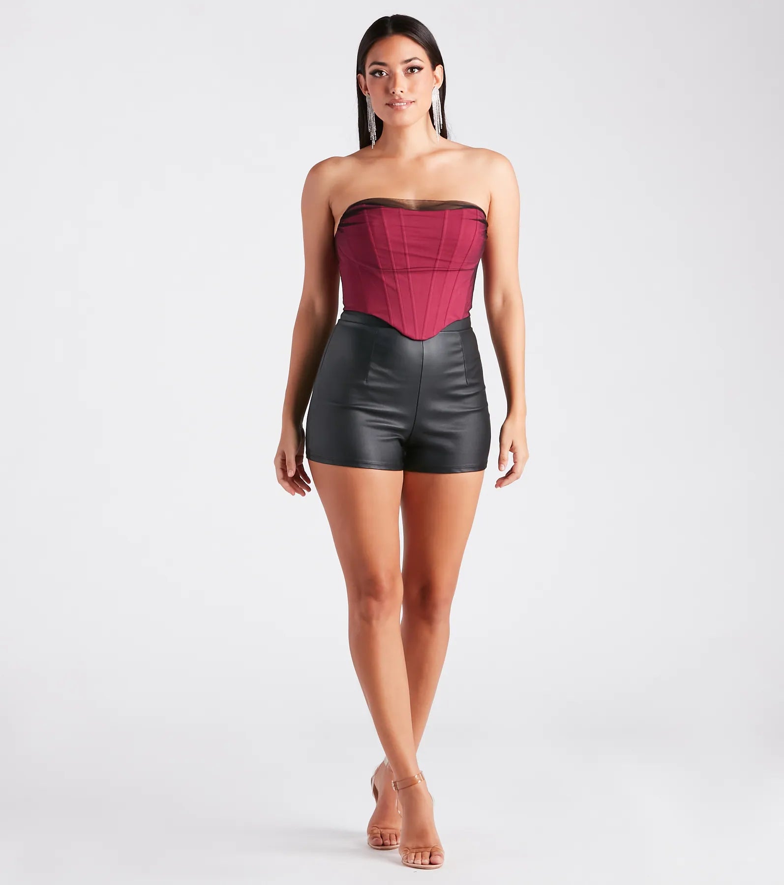 Having A Moment Ponte Tulle Corset Top