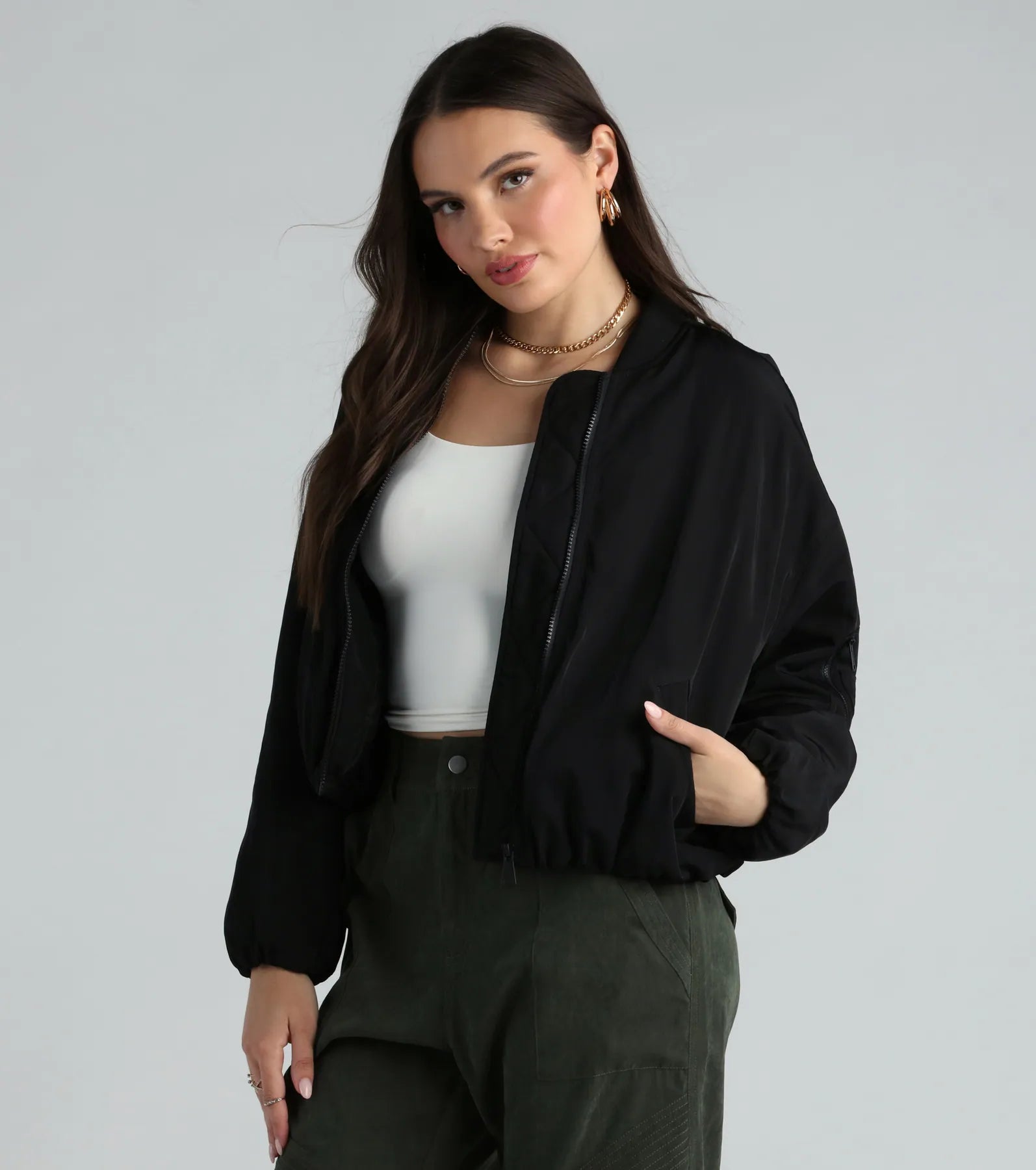 Coolest Vibes Zip-Front Bomber Jacket