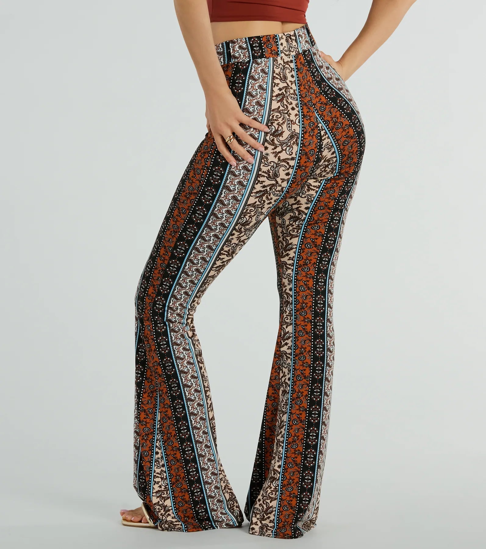 Summer Dream Paisley Knit Flare Pants