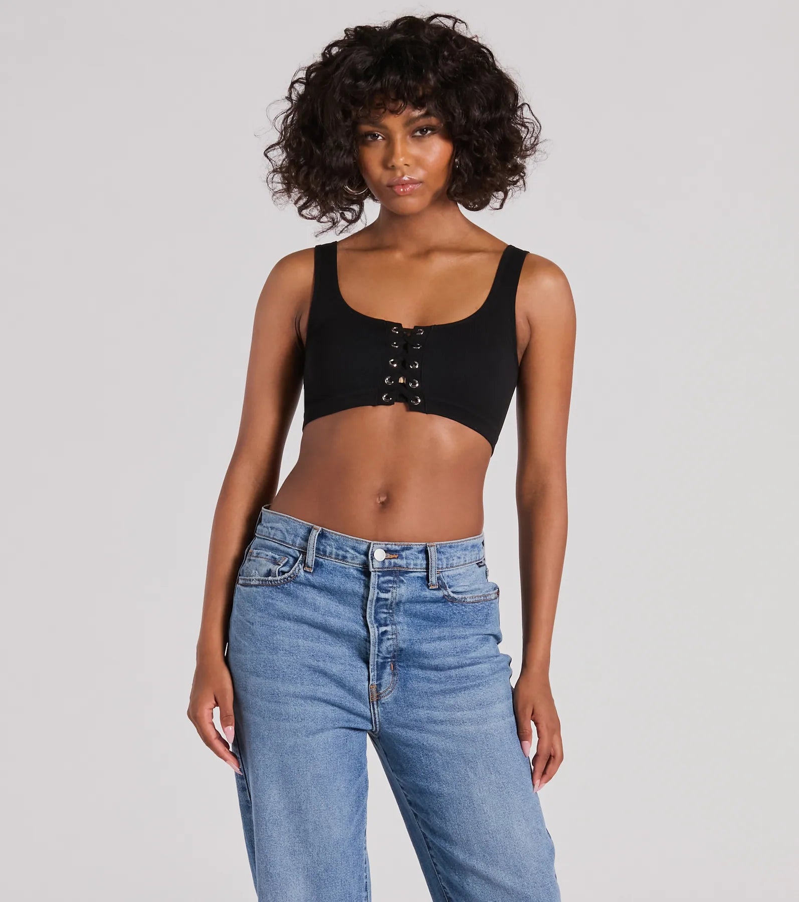 Casual With A Twist Sleeveless Lace-Up Crop Top