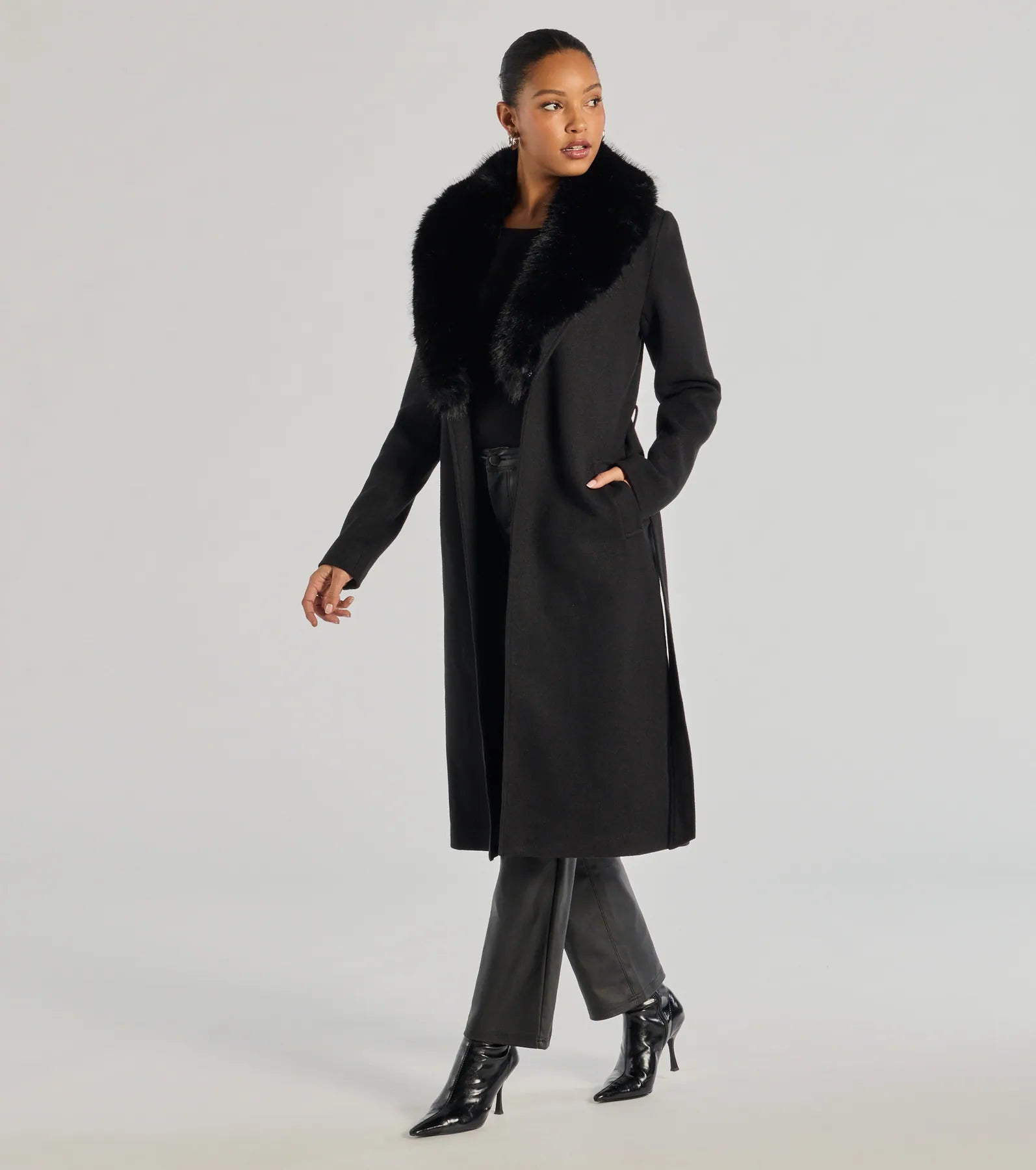 Lavish Layers Faux Wool Trench Coat