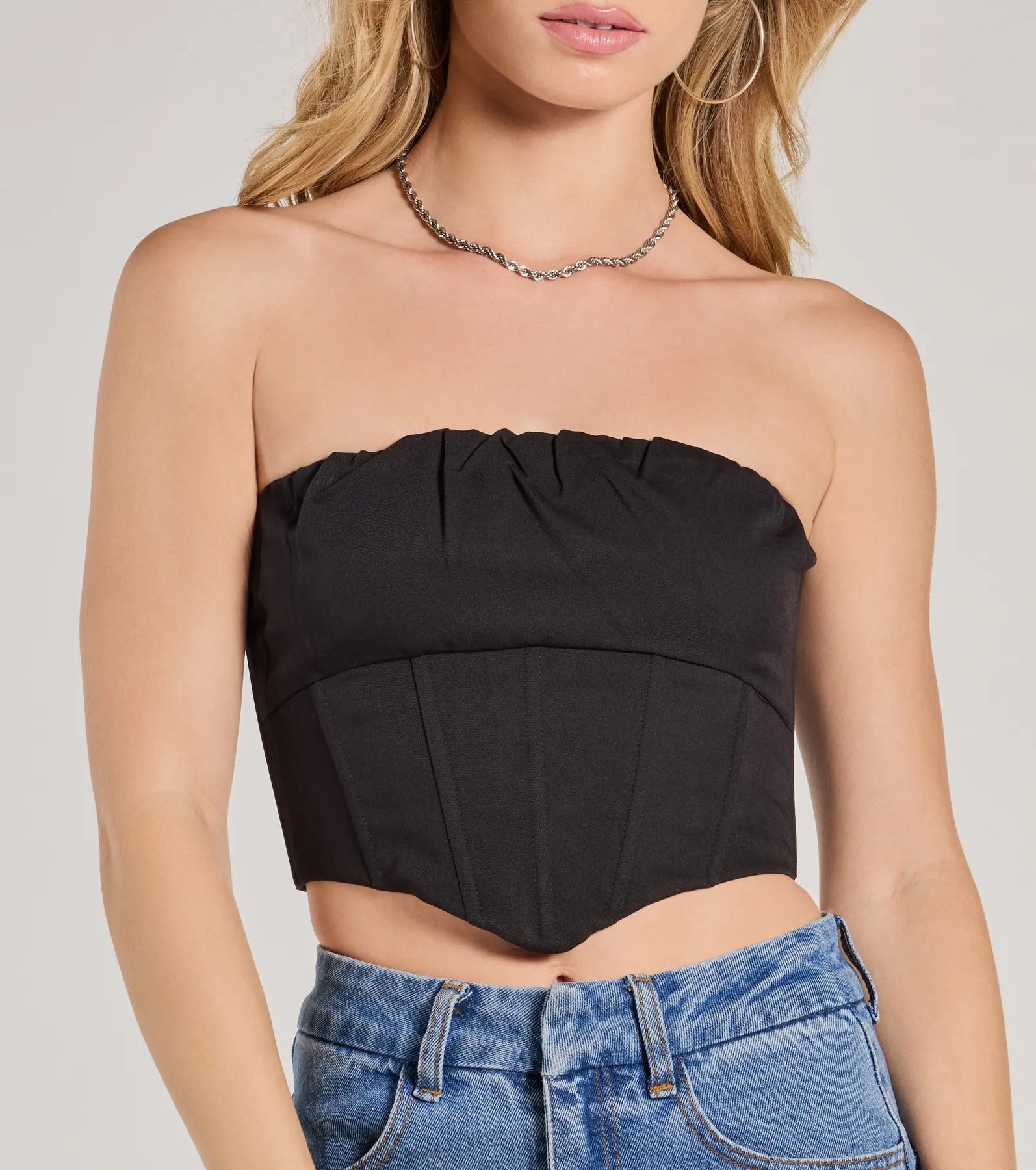 Corset With The Program Strapless Crop Top