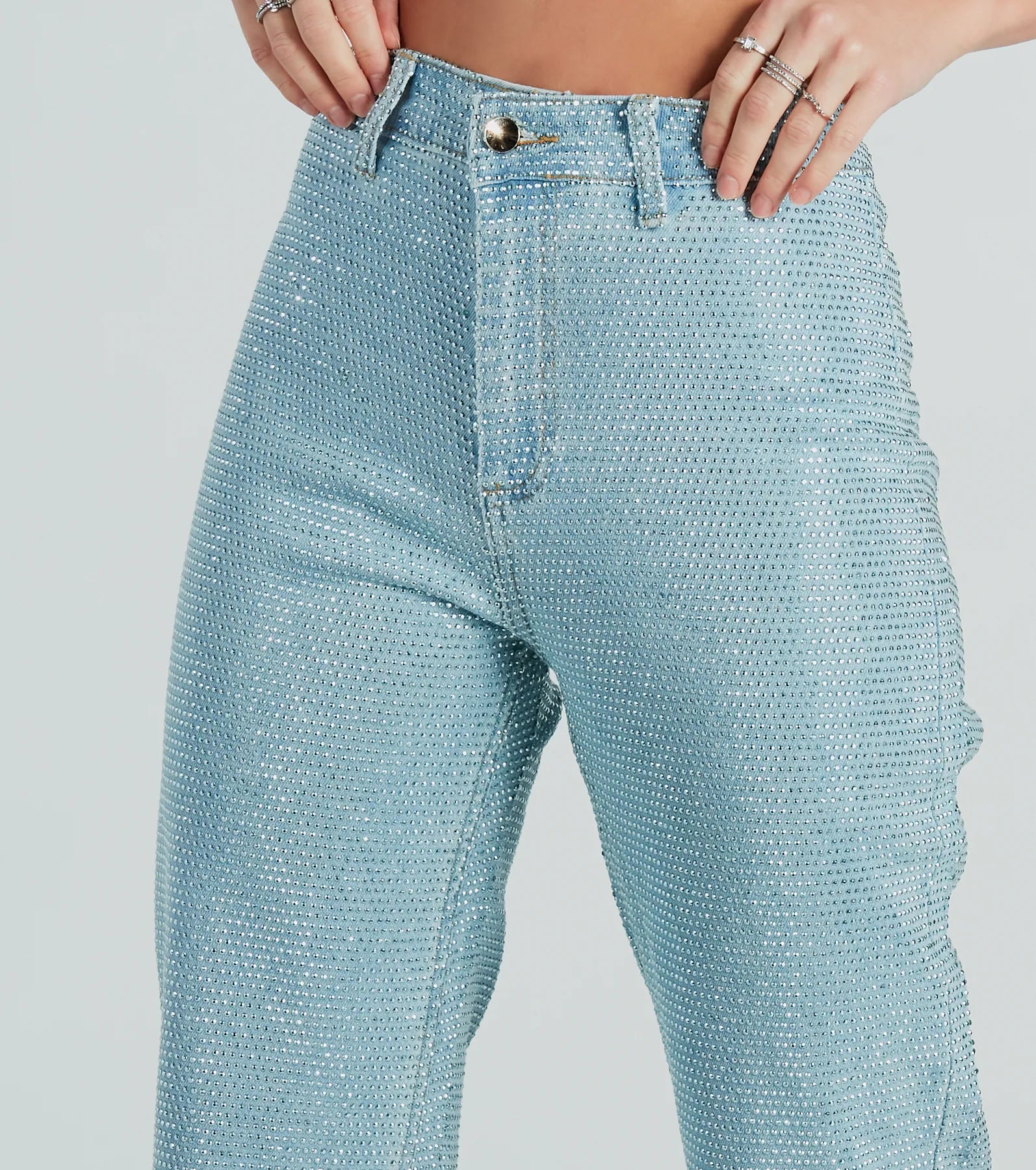 Icon Behavior Rhinestone Straight-Leg Jeans