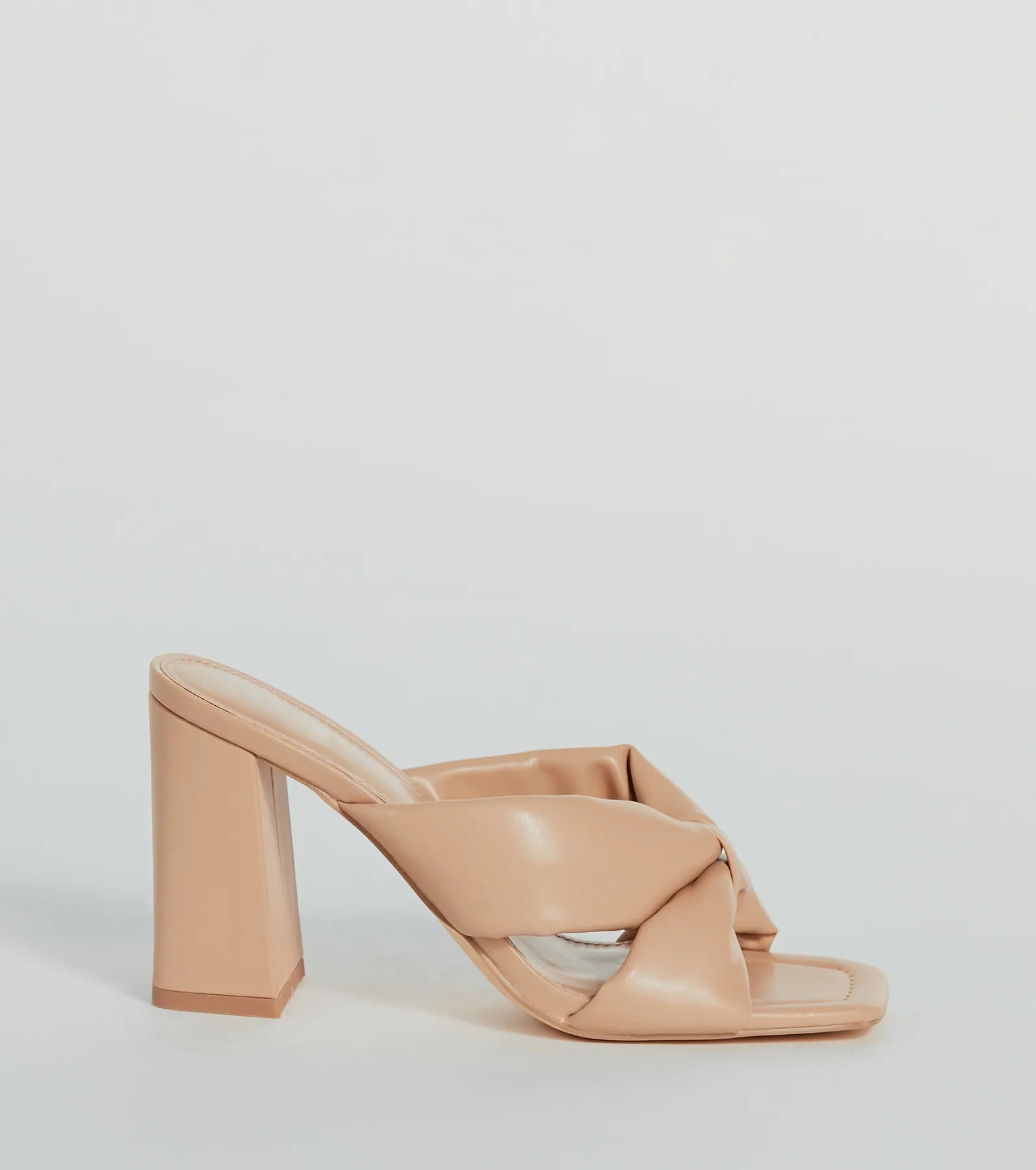 Always Chic Puffy Strap Faux Leather Mules