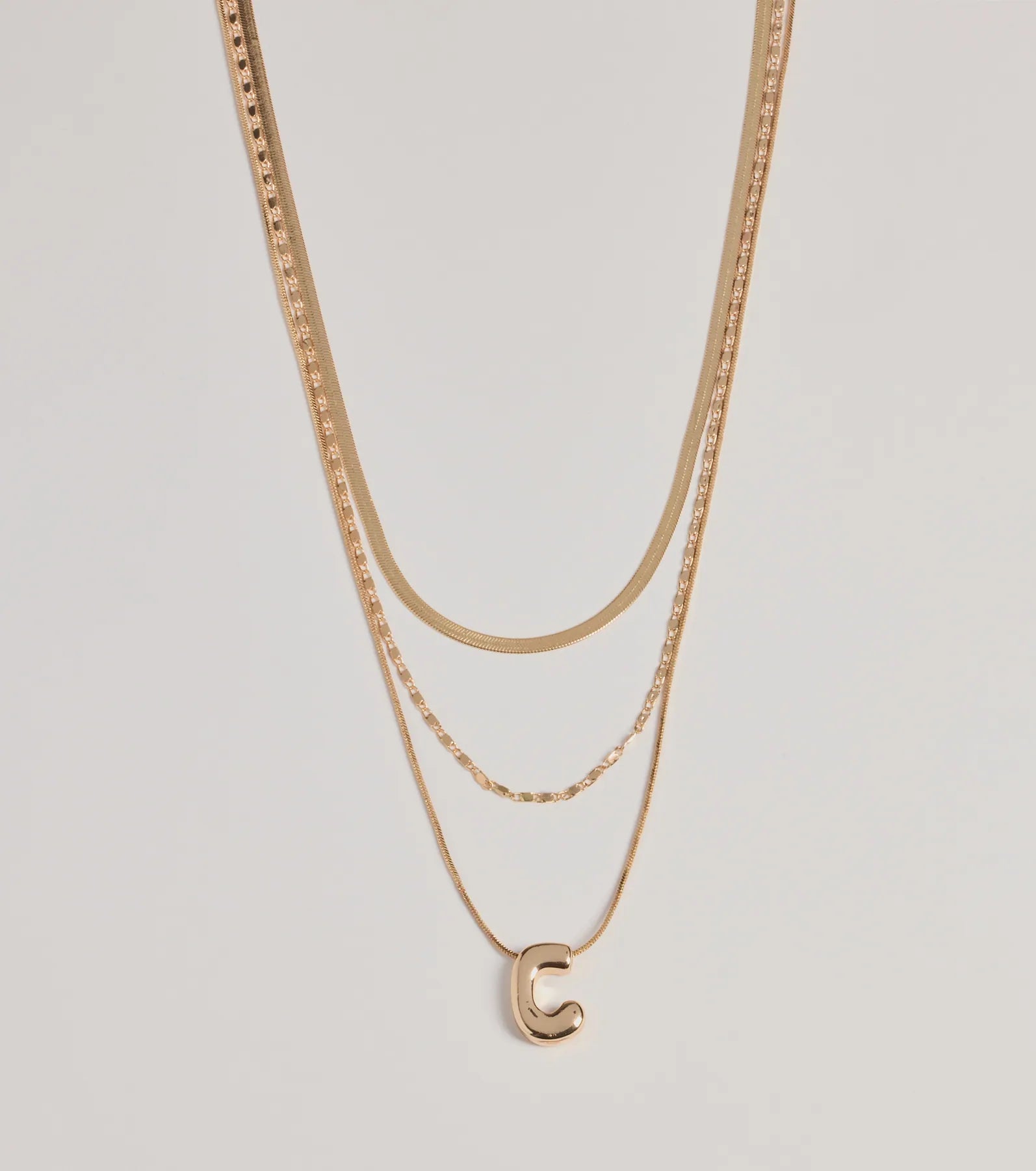 C Initial Layered Bubble Necklace