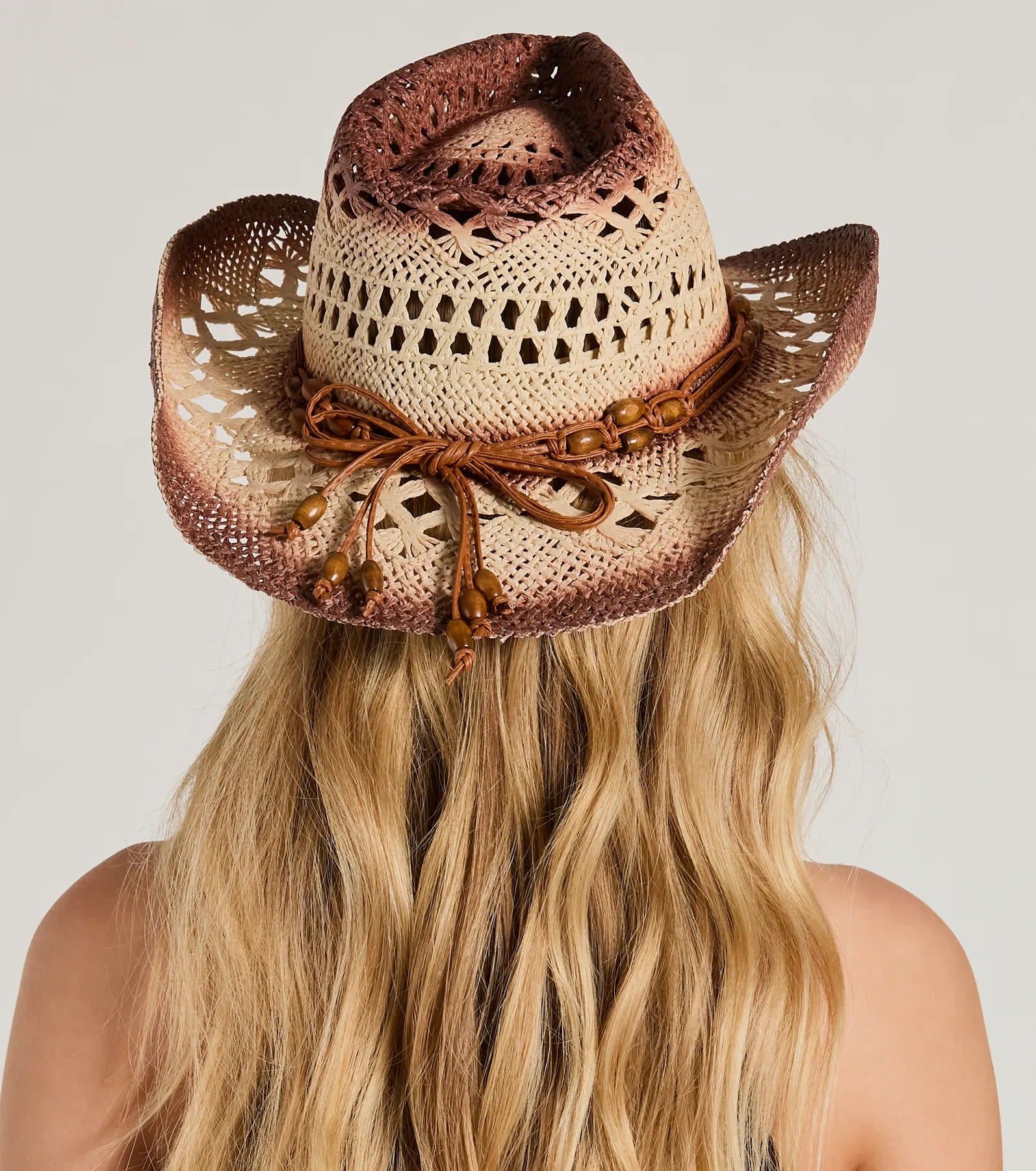 Boho Babe Out West Beaded Straw Cowboy Hat