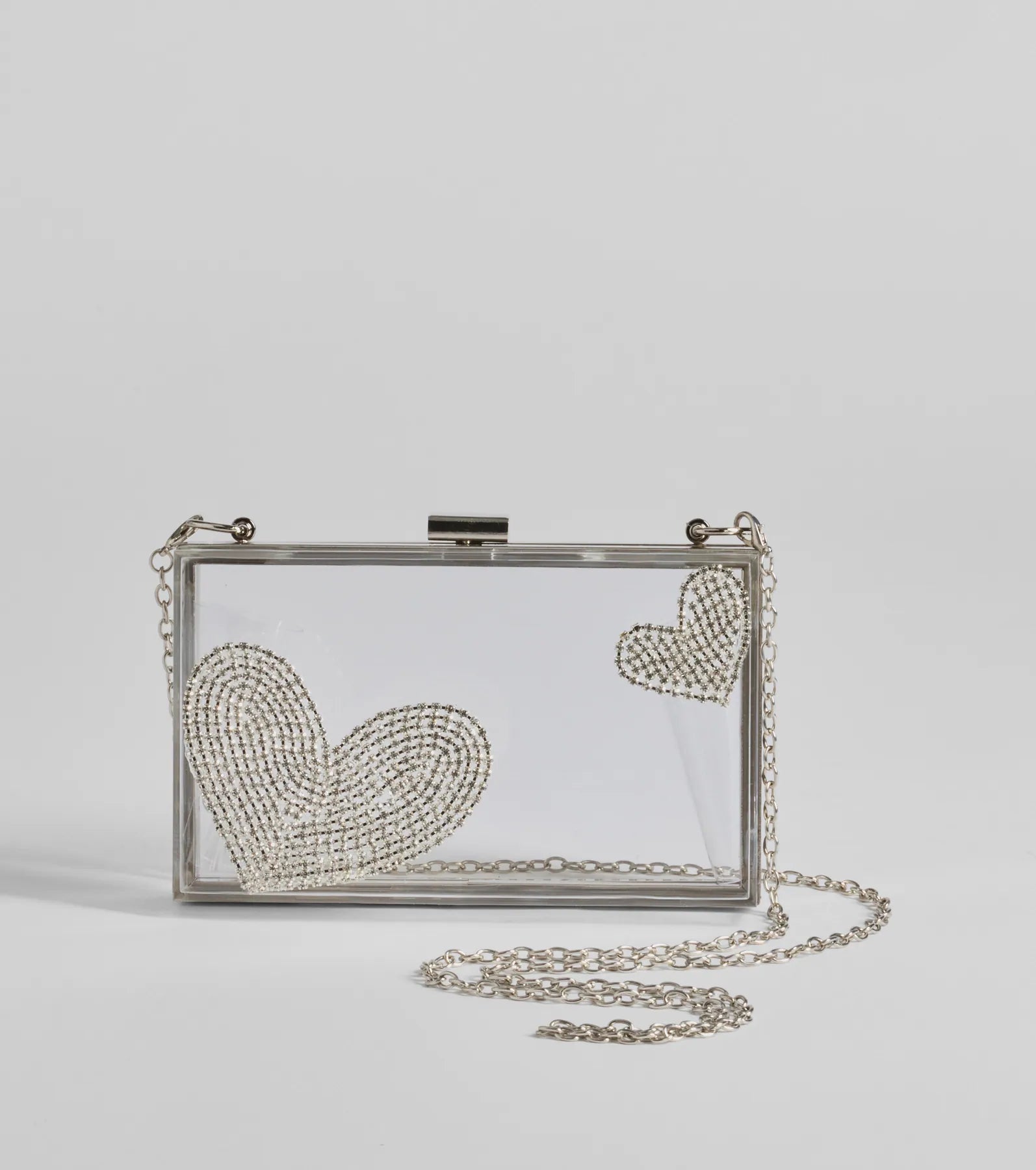 Heart's Content Rhinestone Clear Box Bag