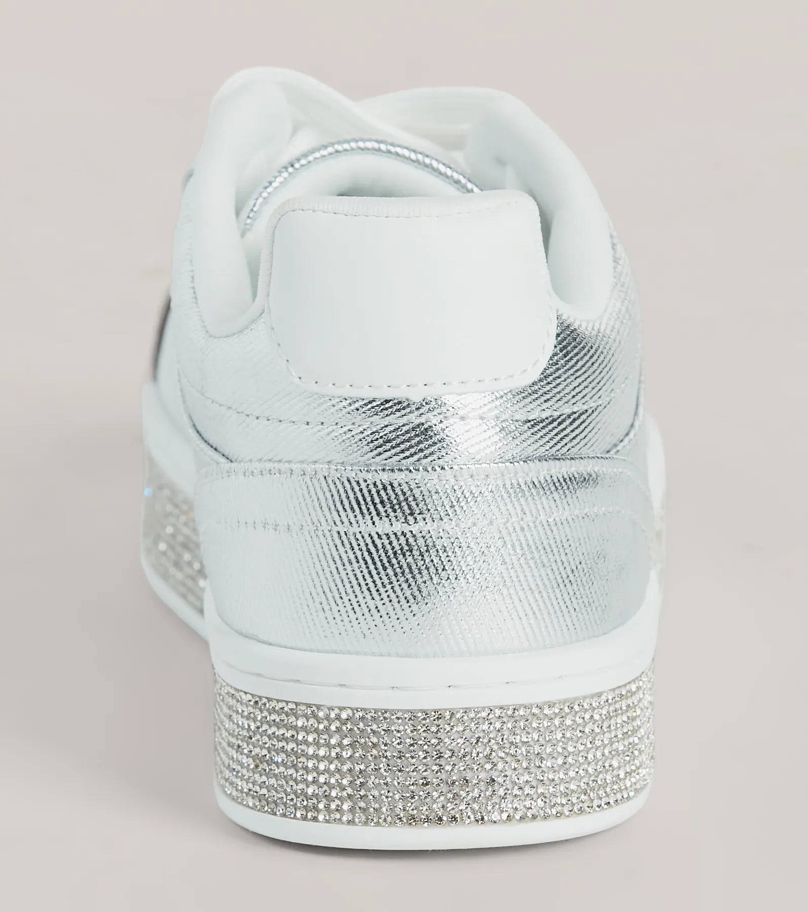 Playful Shimmer Rhinestone Trim Platform Sneakers