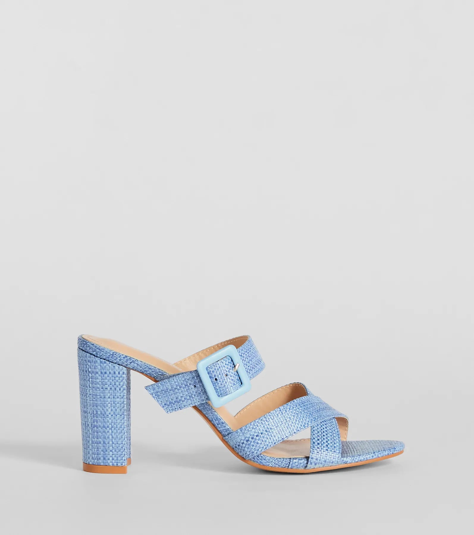 Seaside Vacay Criss Cross Straw Block Heels