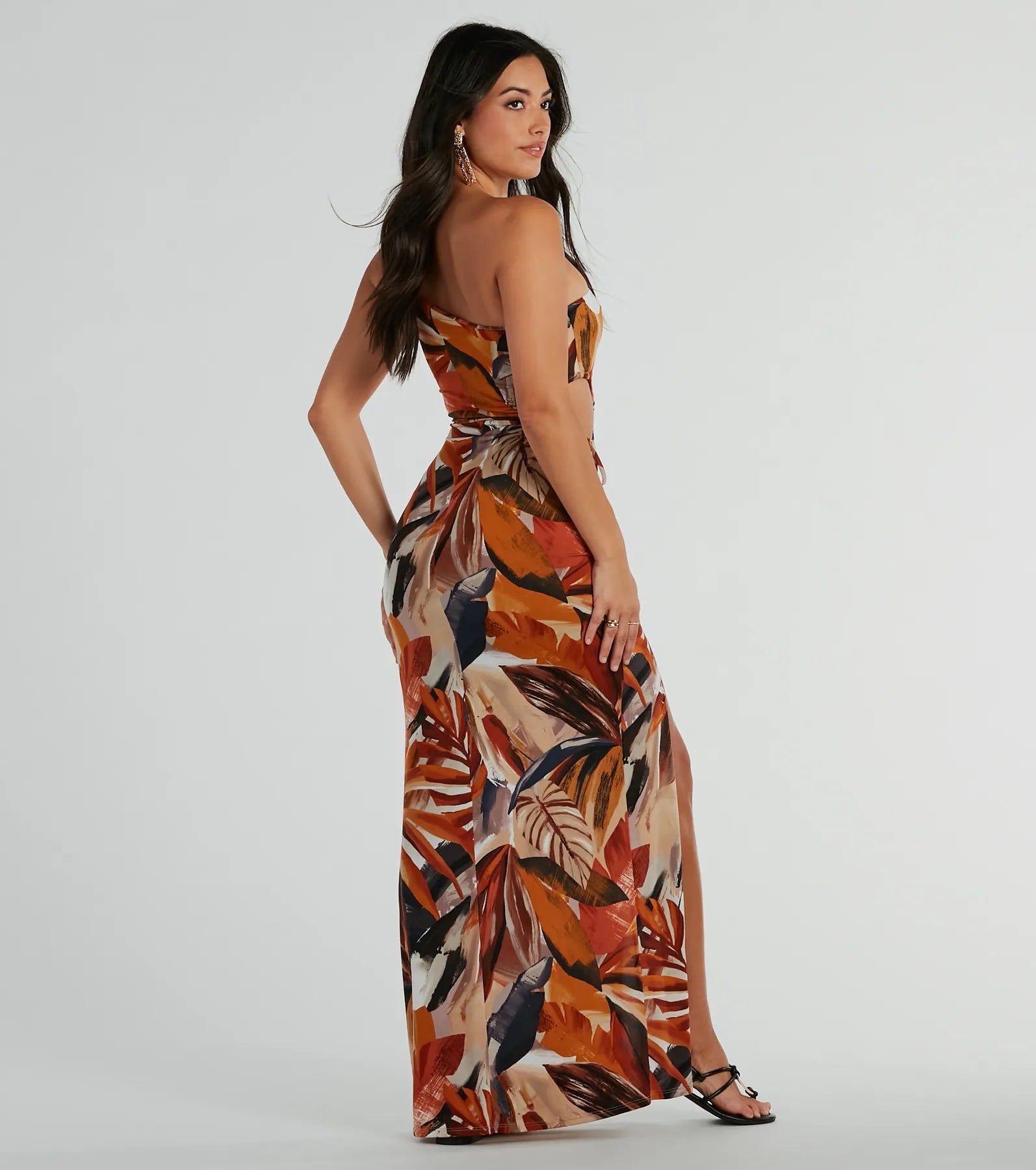 Pretty In Paradise One-Shoulder Tropical Maxi Dress