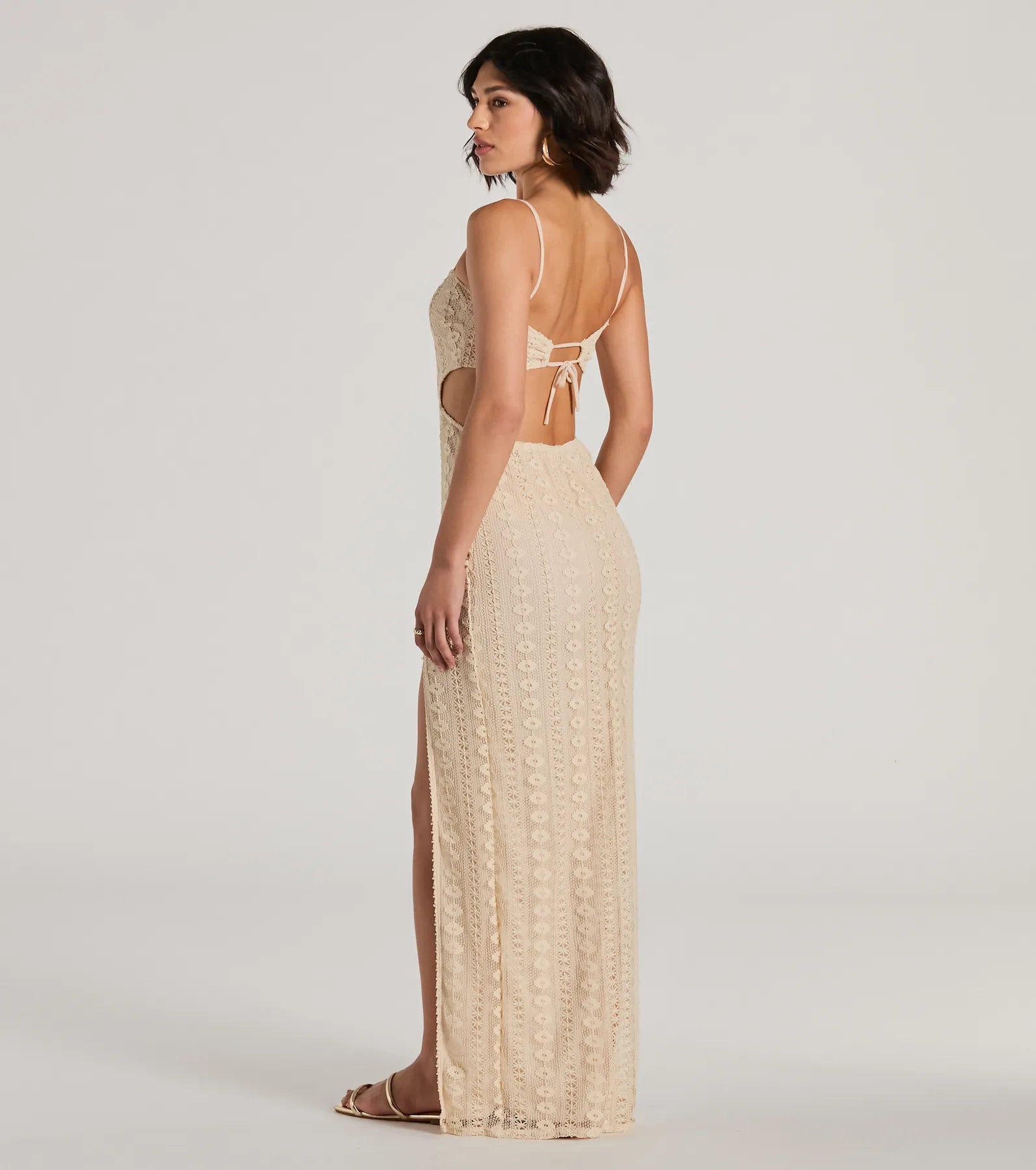 Sunny Thoughts Sleeveless Cutout Crochet Maxi Dress