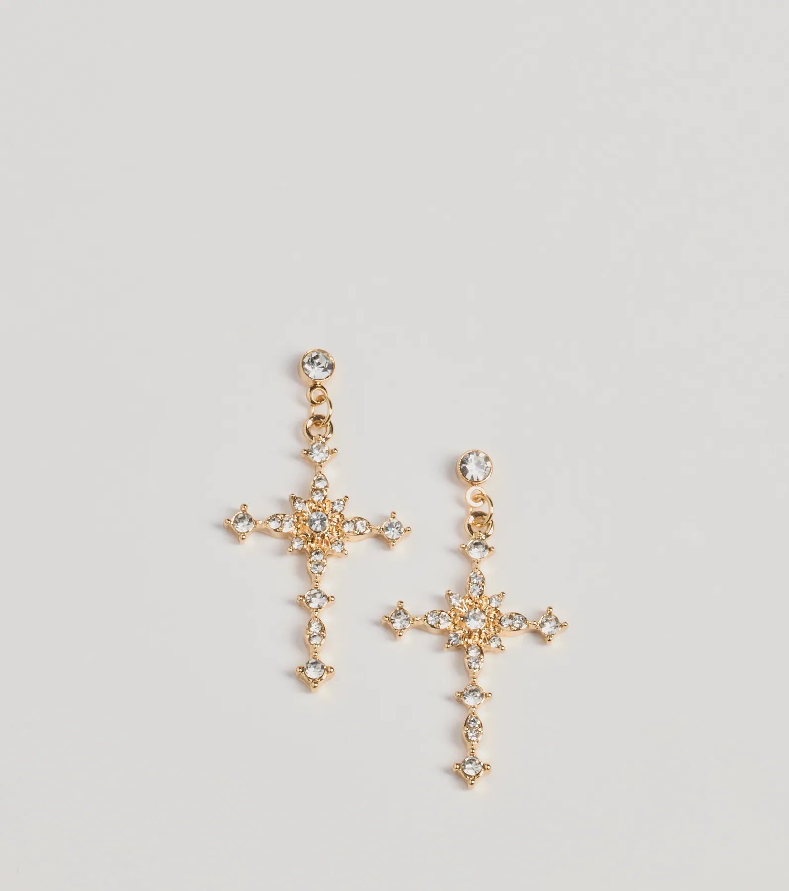 Graceful Charm Cross Rhinestone Earrings