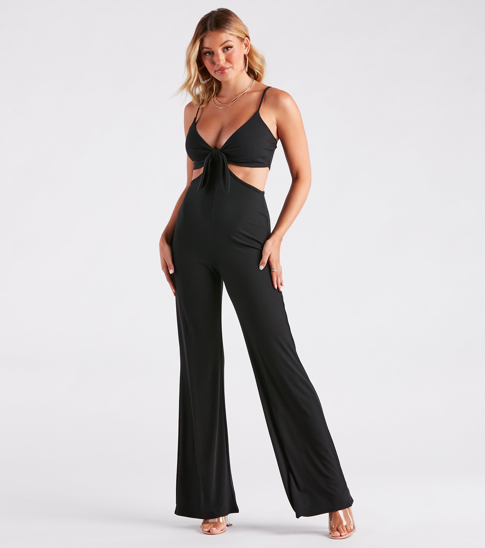 Getaway Girl Rib Knit Cutout Jumpsuit