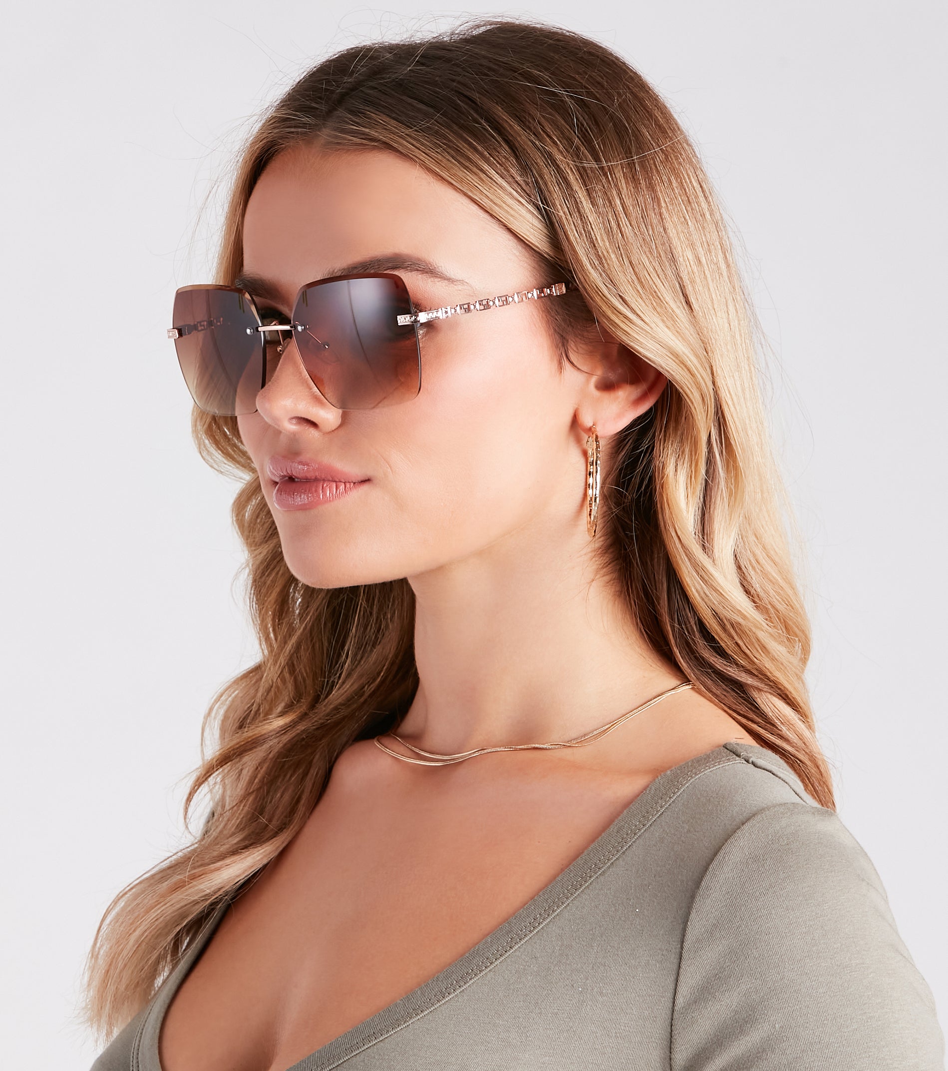 Trendy Summer Babe Oversized Square Sunglasses