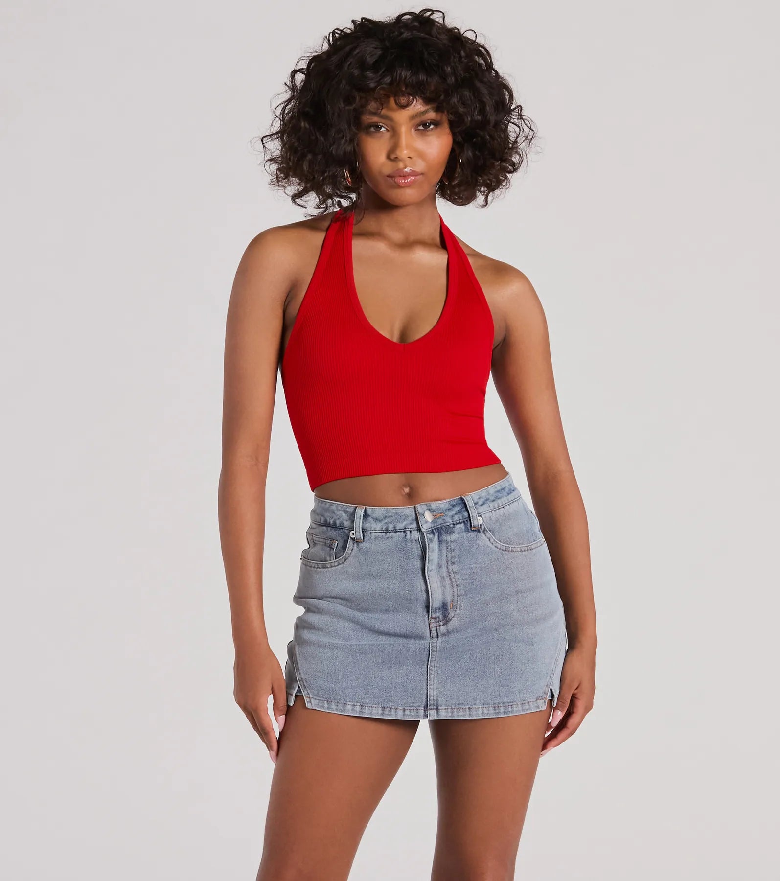 Day Or Night Halter V-Neck Crop Top