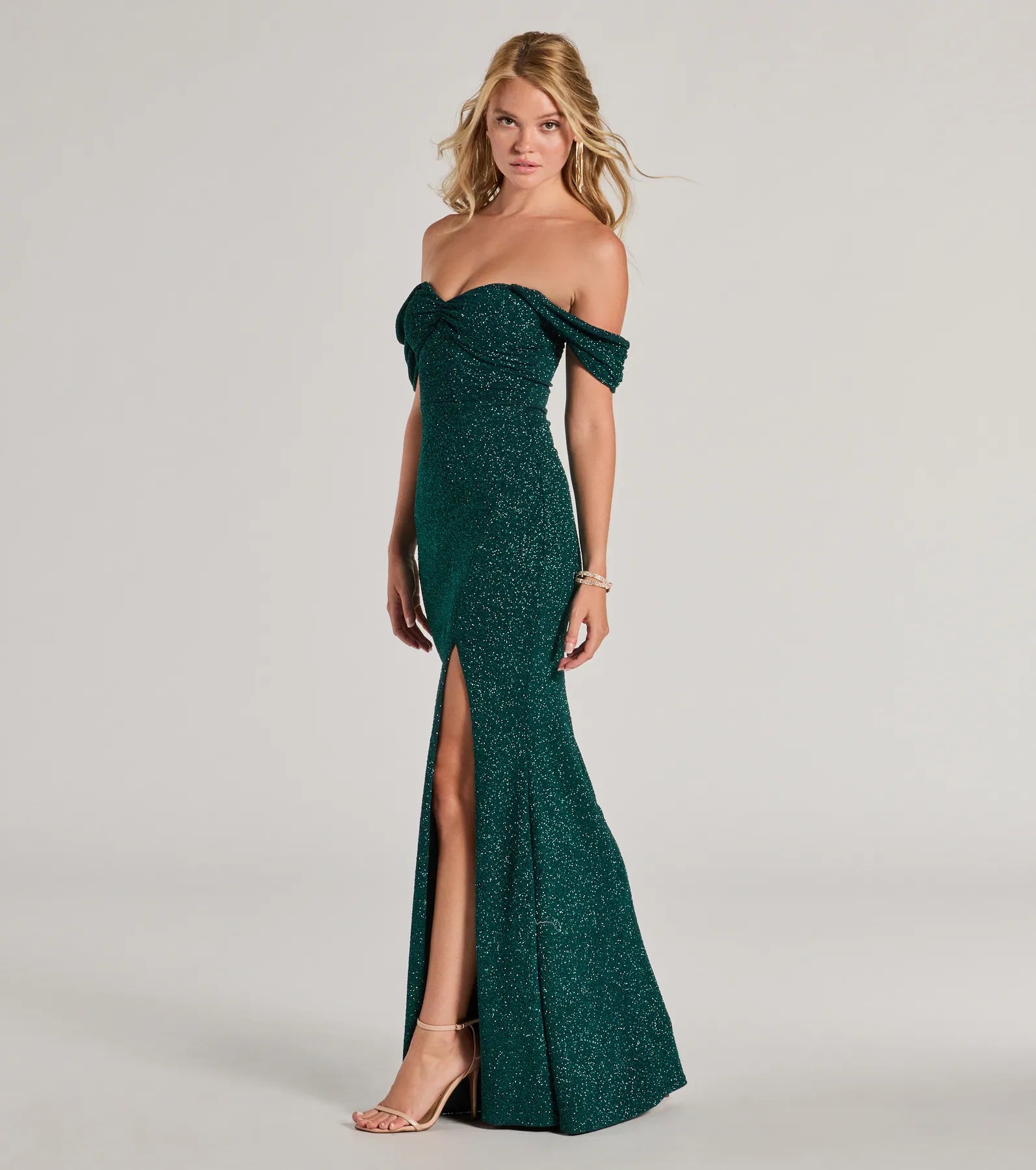 Tamara Off-The-Shoulder Mermaid Glitter Formal Dress