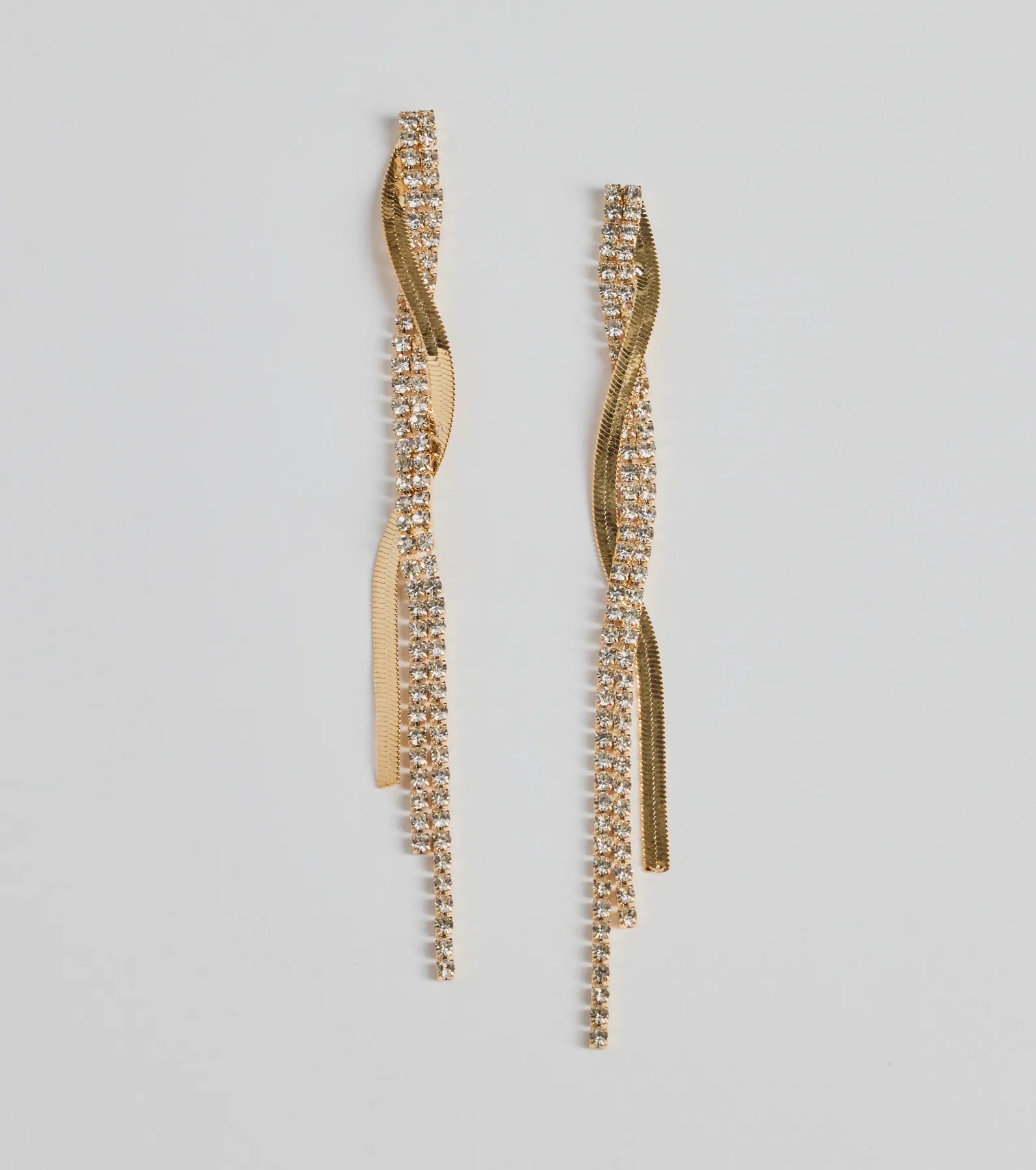 So Elevated Rhinestone Chain Twist Earrings